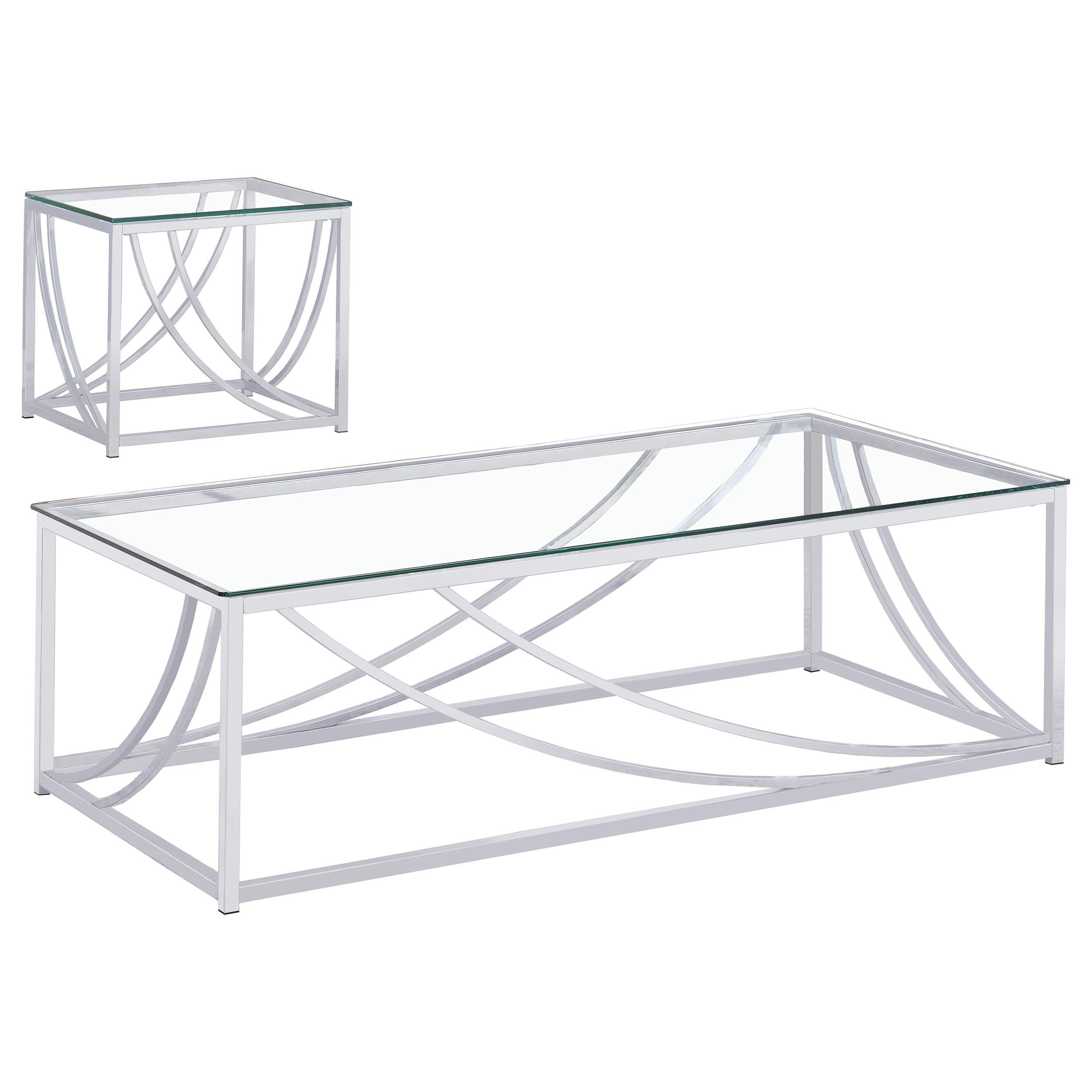 Lille 2-piece Glass Top Coffee And End Table Set Chrome — view 2