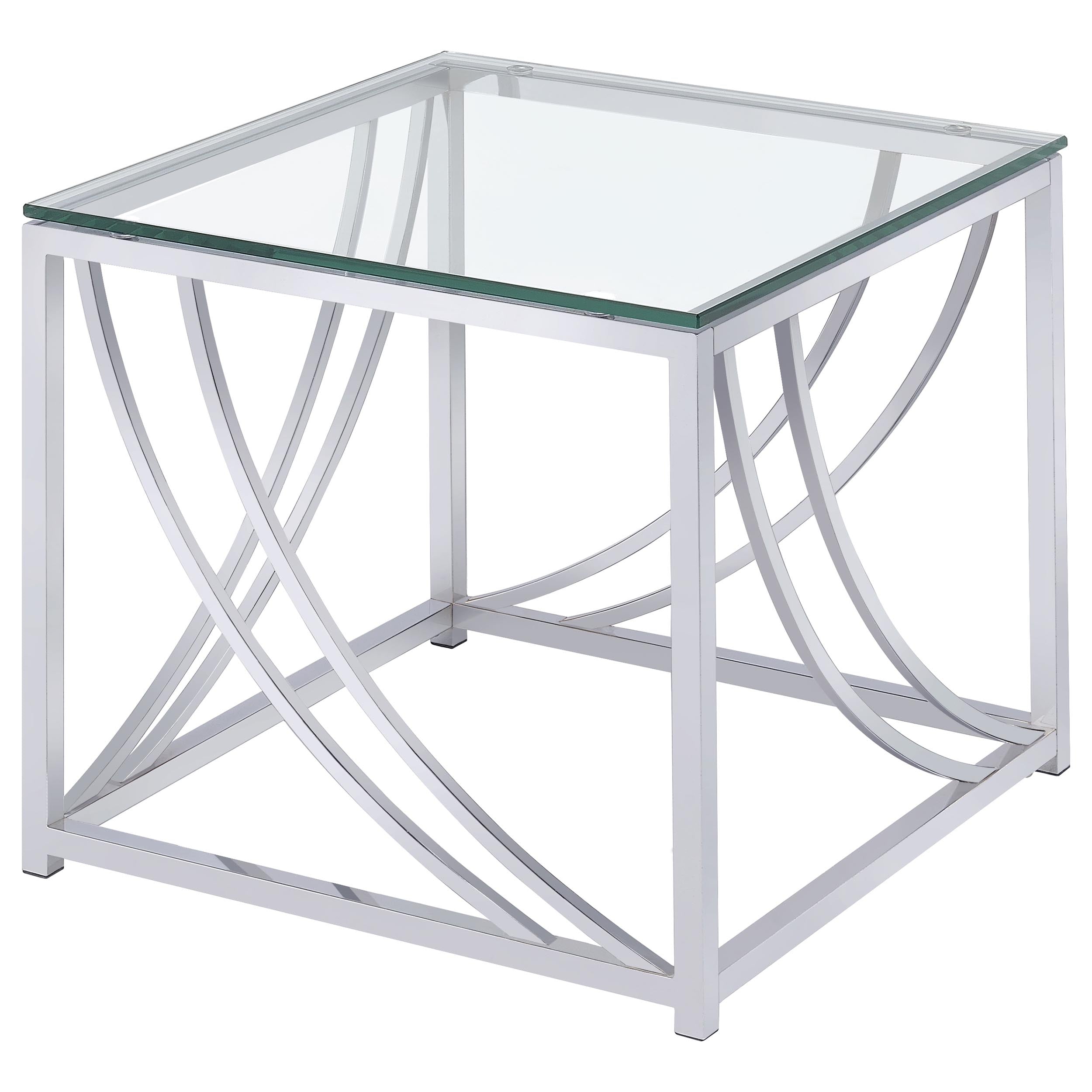 Lille 2-piece Glass Top Coffee And End Table Set Chrome — view 3