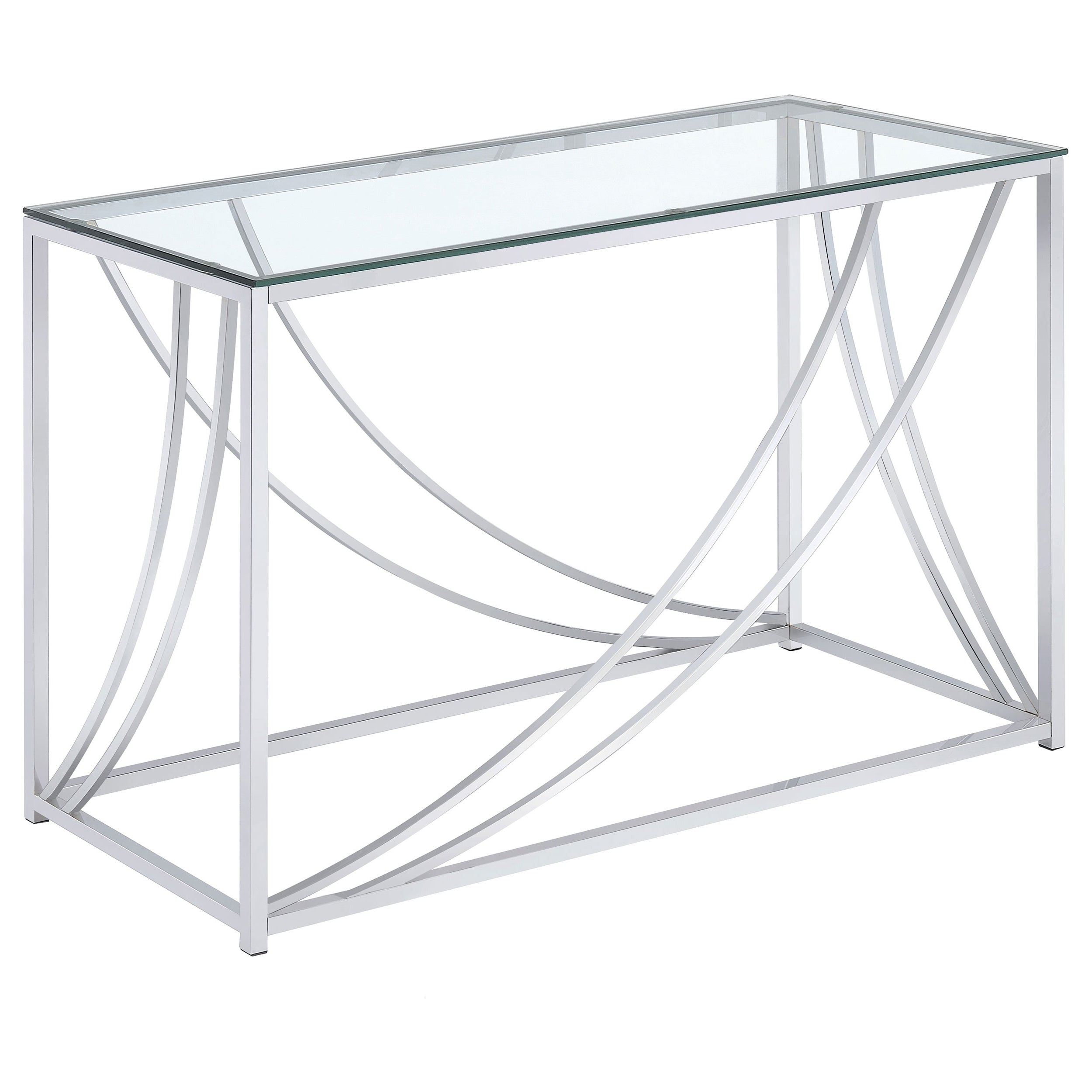 Lille Glass Top Entryway Console Table Accents Chrome — view 1