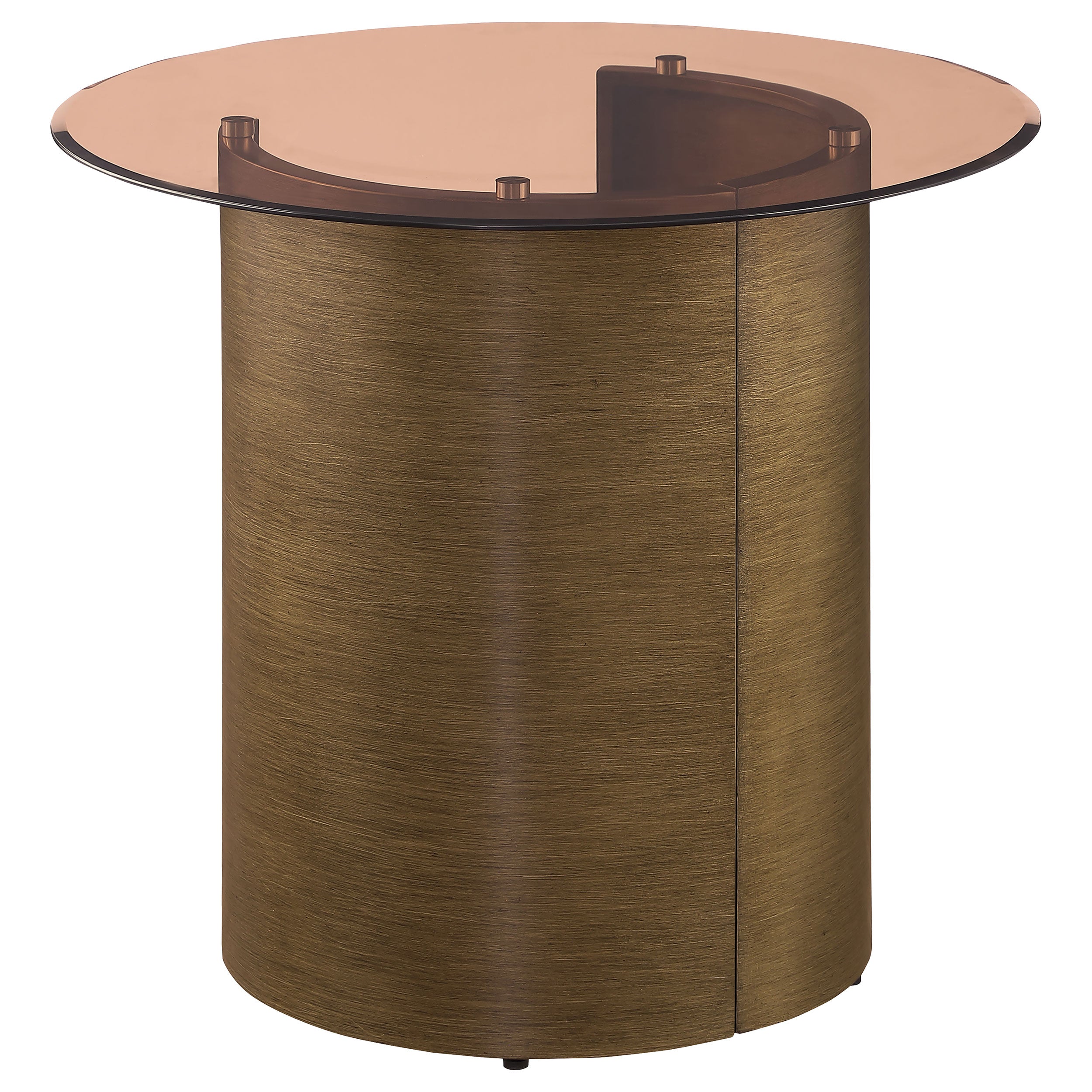 Morena Round Tawny Glass Top Side End Table Brushed Bronze — view 6