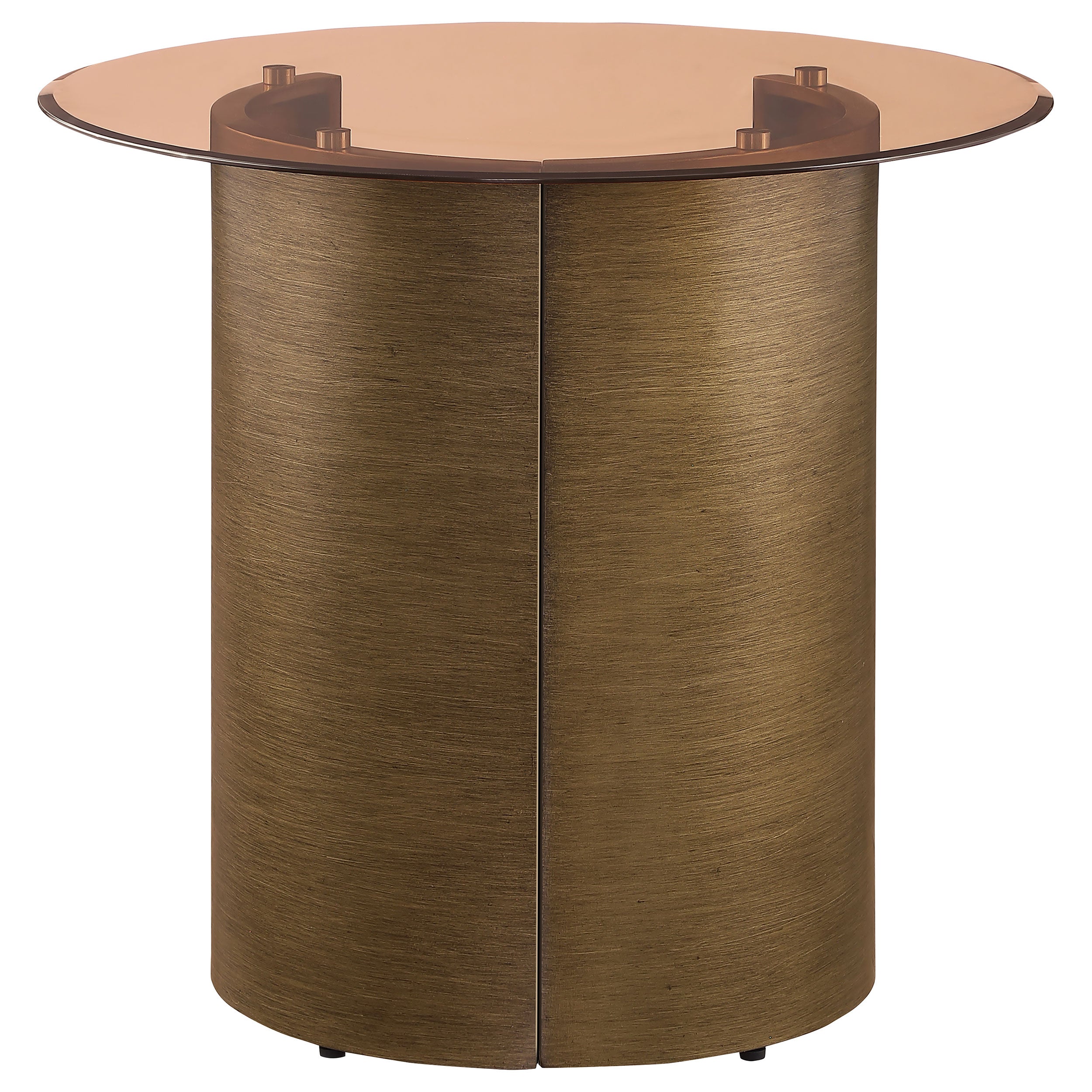 Morena Round Tawny Glass Top Side End Table Brushed Bronze — view 7