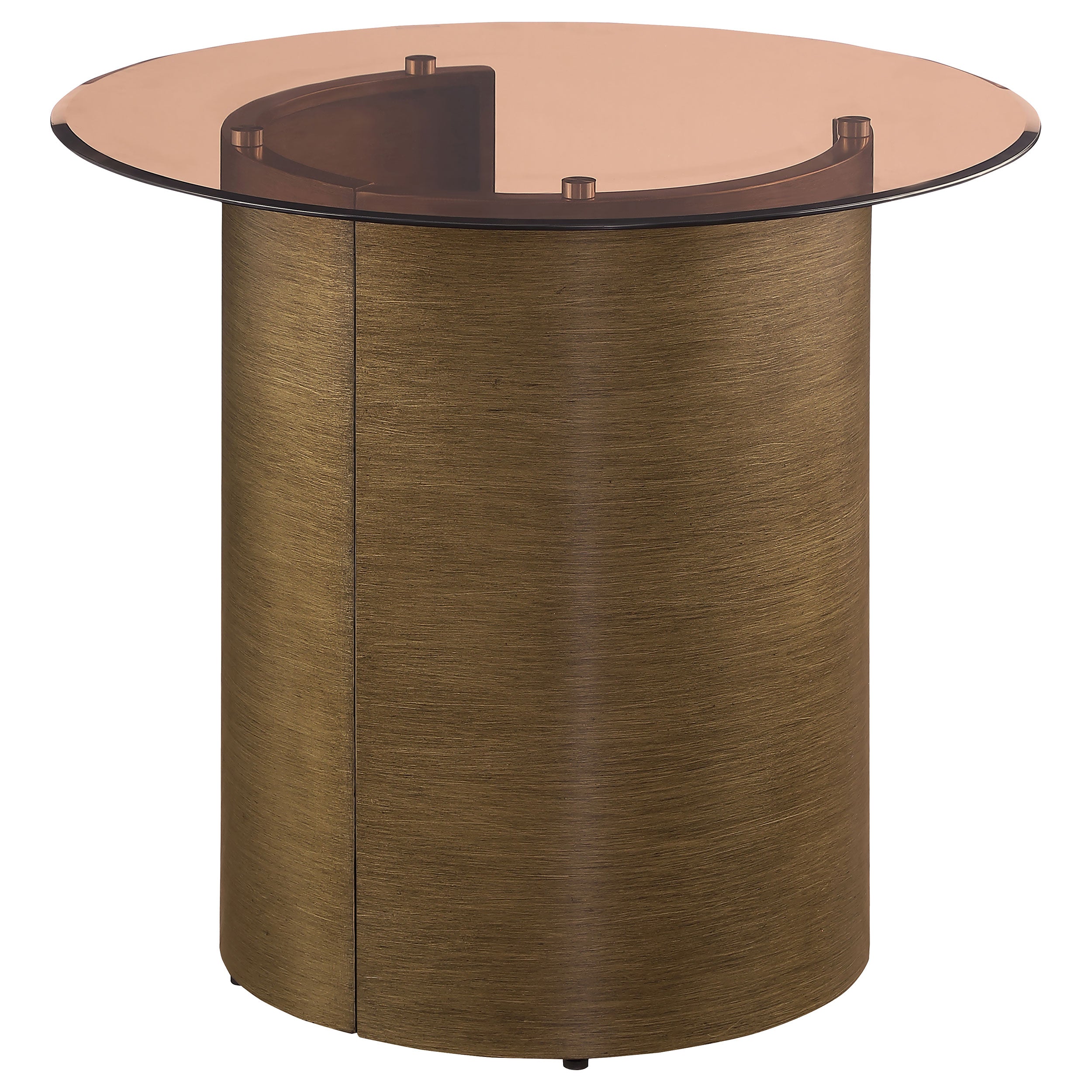 Morena Round Tawny Glass Top Side End Table Brushed Bronze — view 8