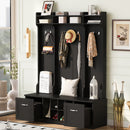 5 In 1 Entryway Bench With Coat Rack, 7 Sturdy Hooks, 2 Spacious Drawers And Adjustable Shelves