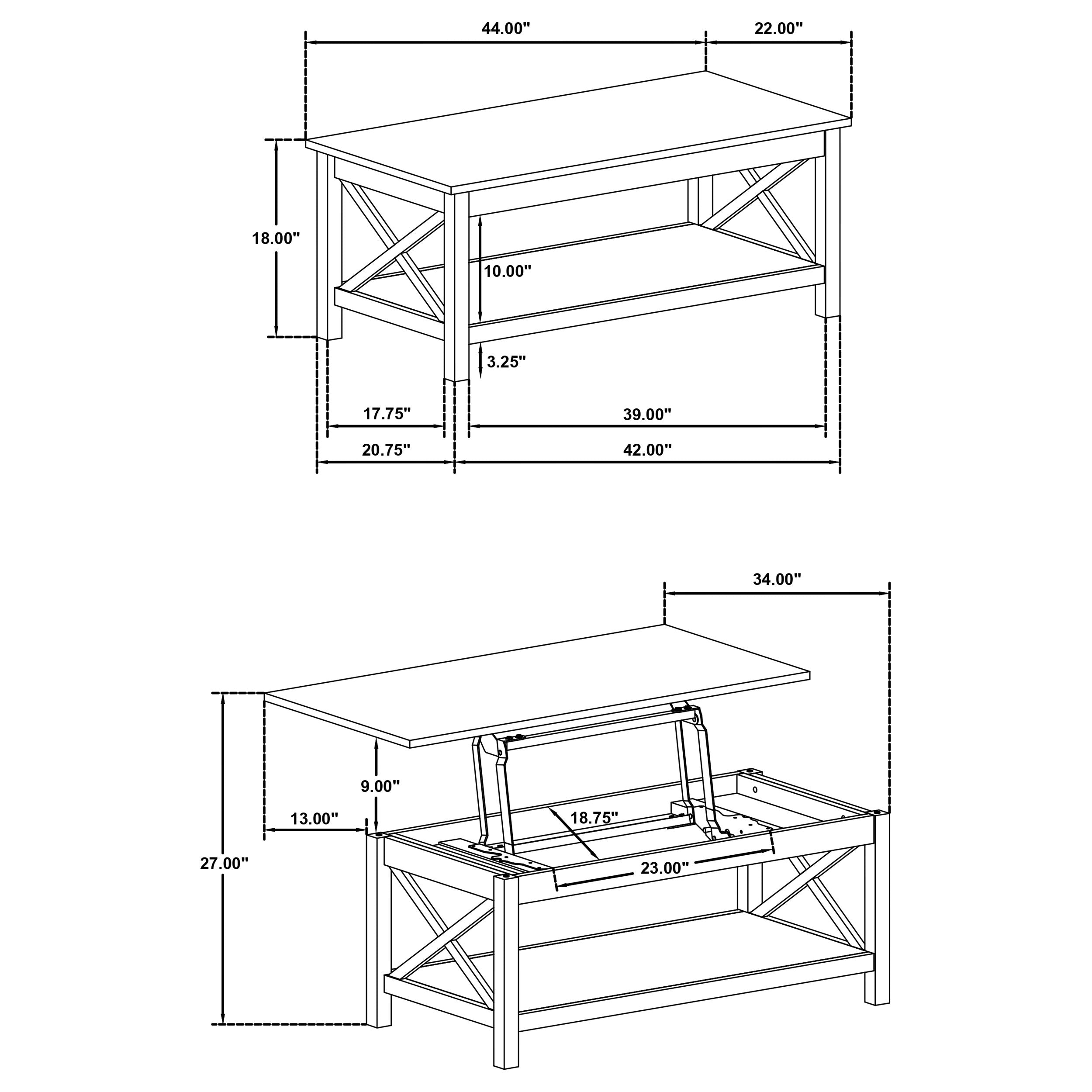 Skyview 2-piece Rectangular Lift Top Coffee Table Set White — view 16