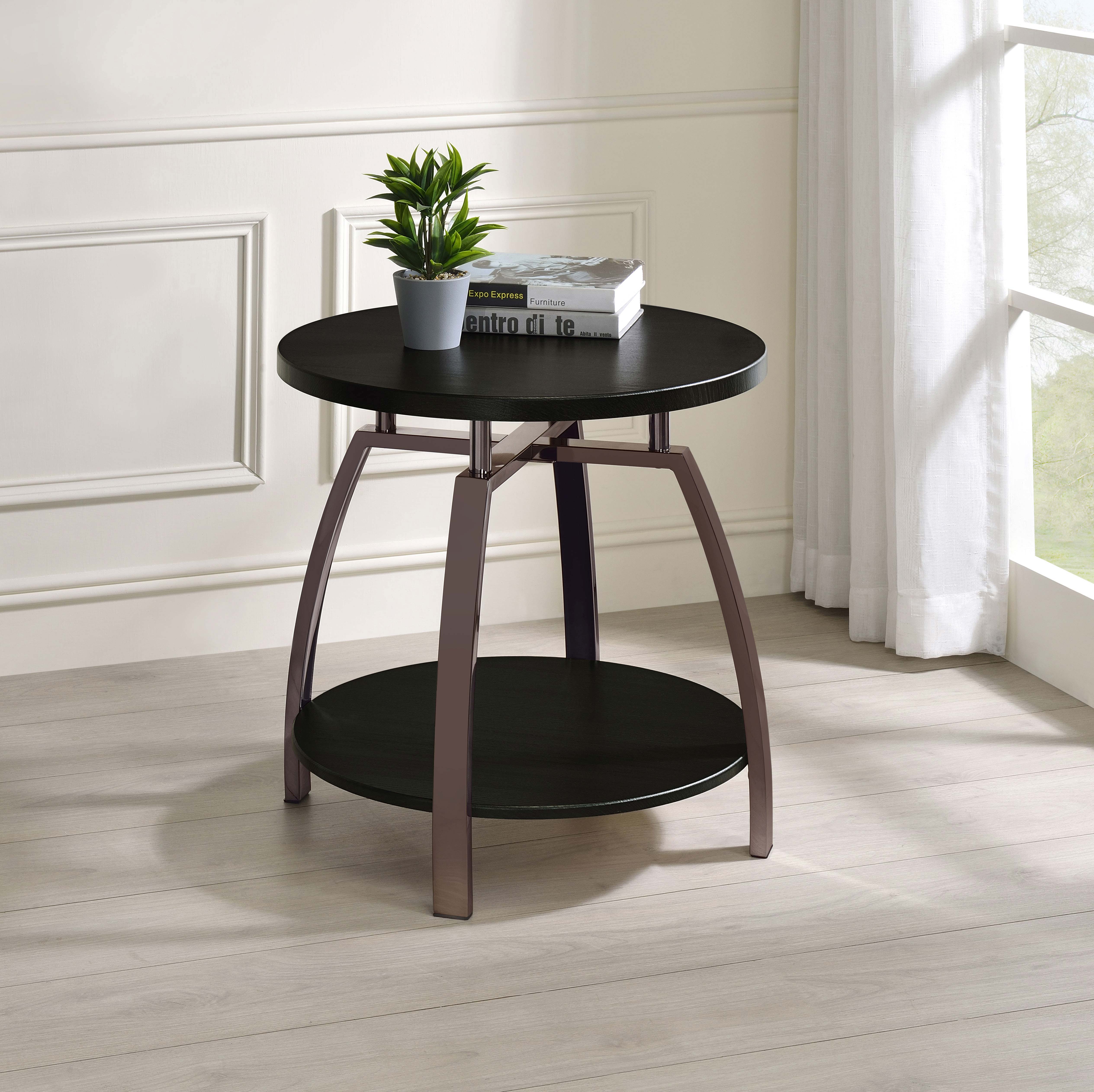 Dacre Round Engineered Wood Top Side End Table Dark Charcoal — view 2