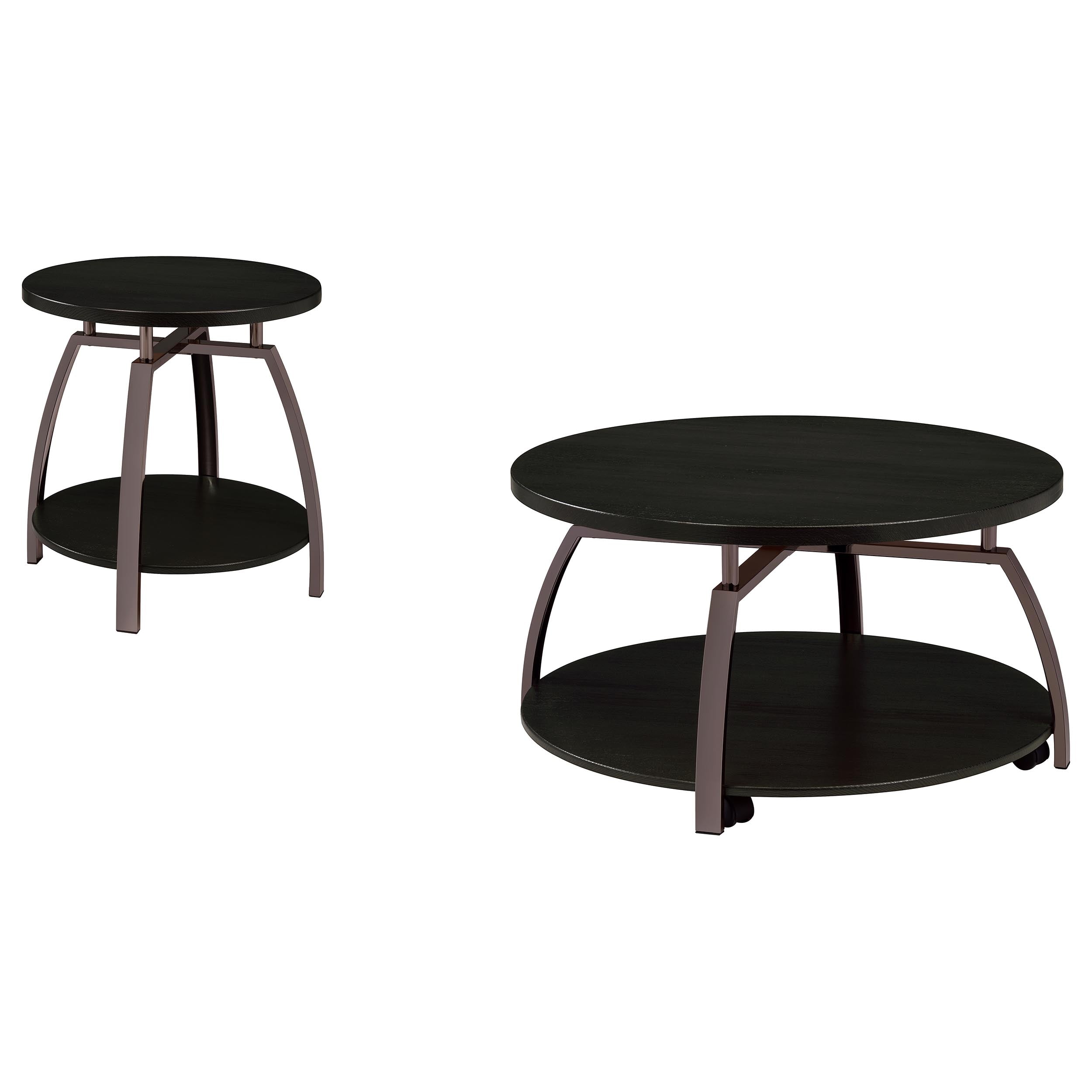 Dacre 2-piece Round Coffee and End Table Set Dark Charcoal — view 2