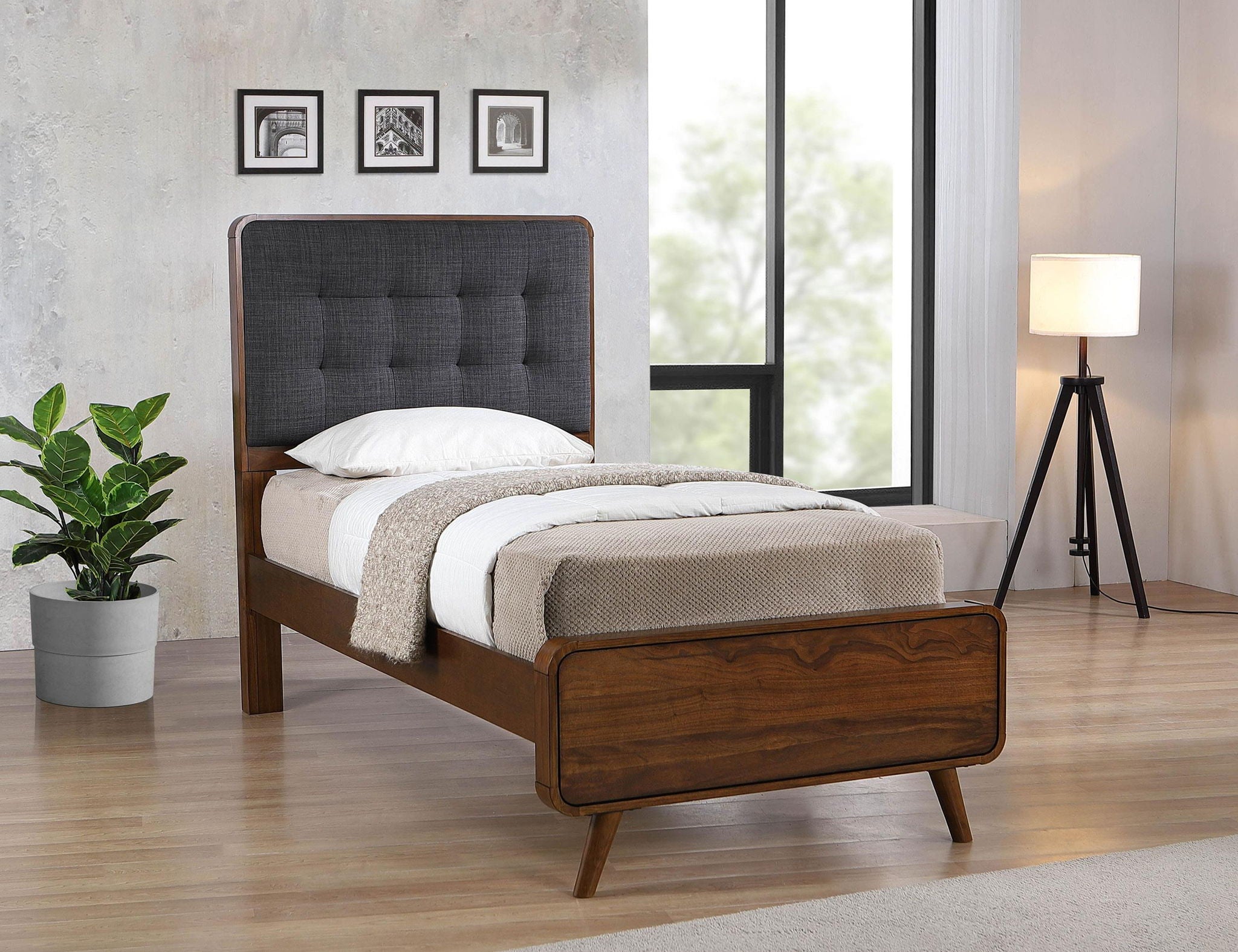 Robyn Wood Twin Platform Bed Dark Walnut