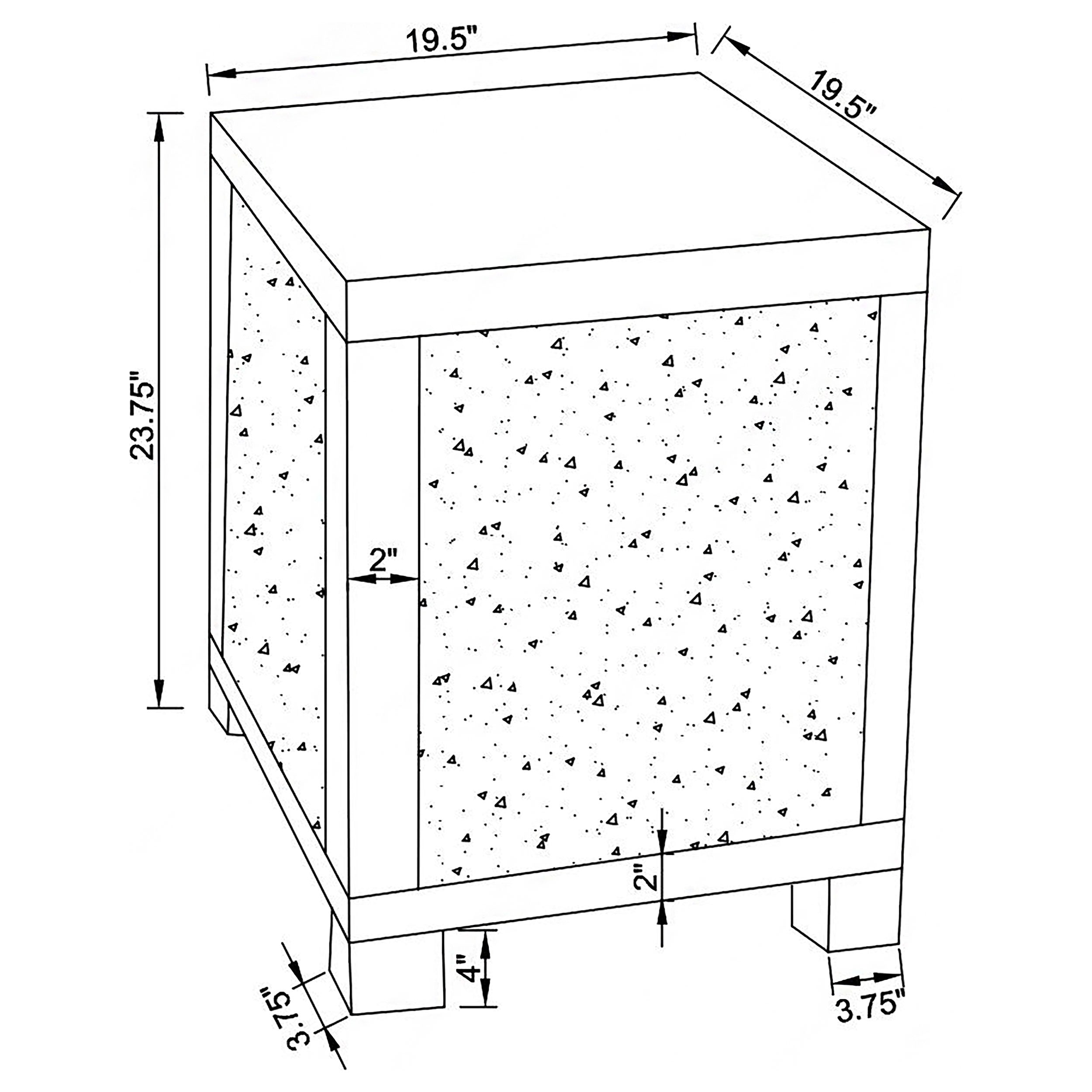 Gillian Rectangular Mirrored Acrylic Side End Table Silver — view 6