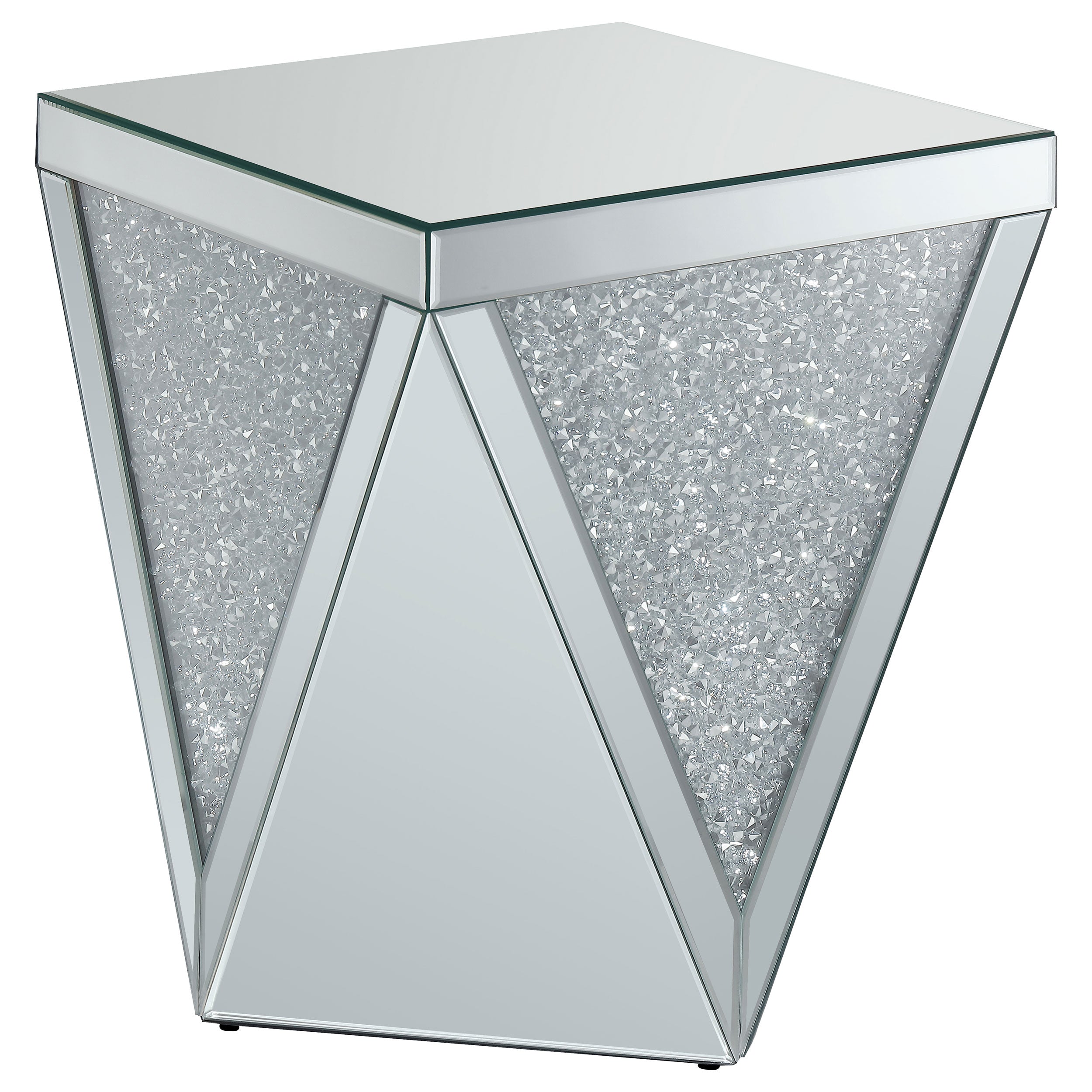 Amore Square Mirrored Acrylic Crystal Side End Table Silver — view 1