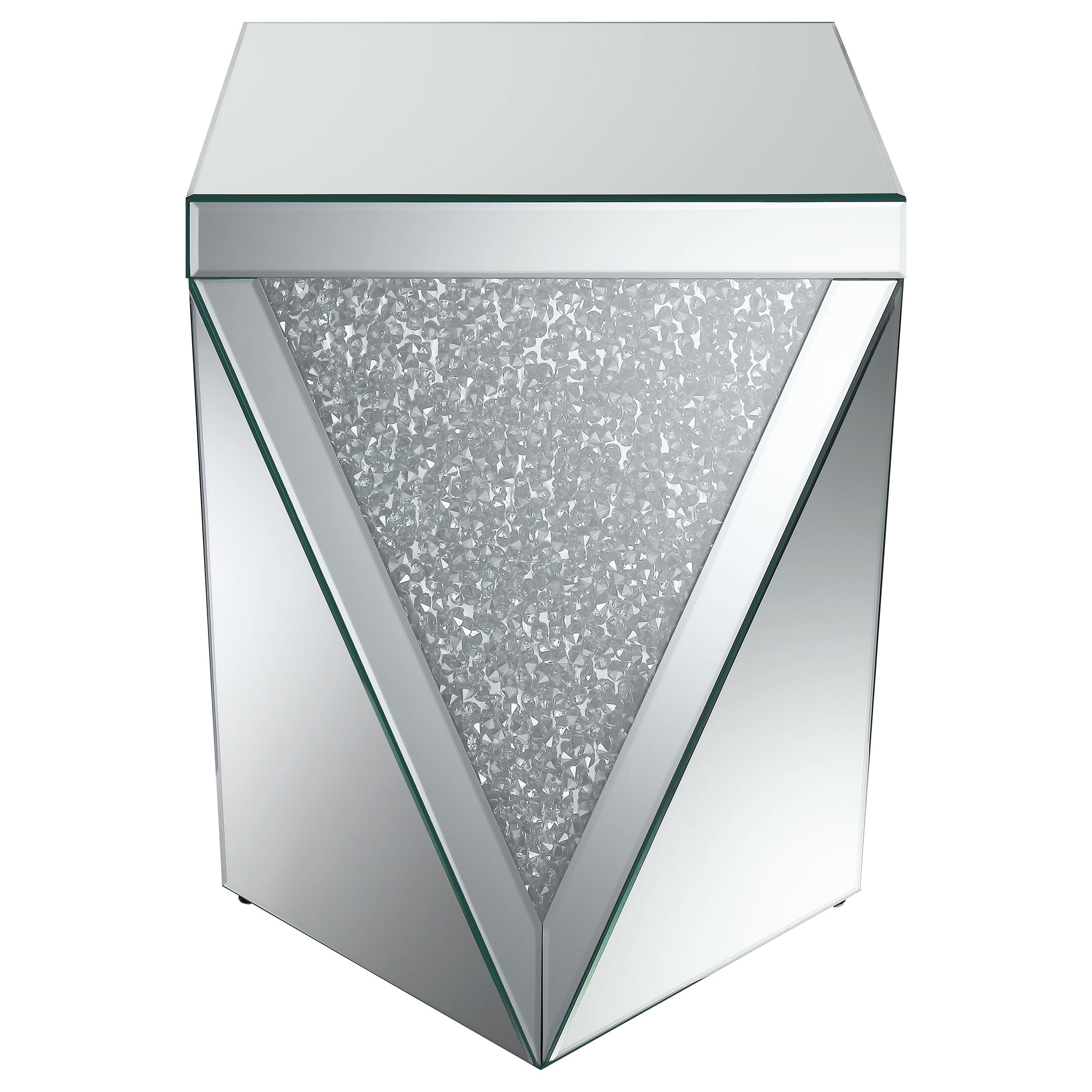 Amore Square Mirrored Acrylic Crystal Side End Table Silver — view 3