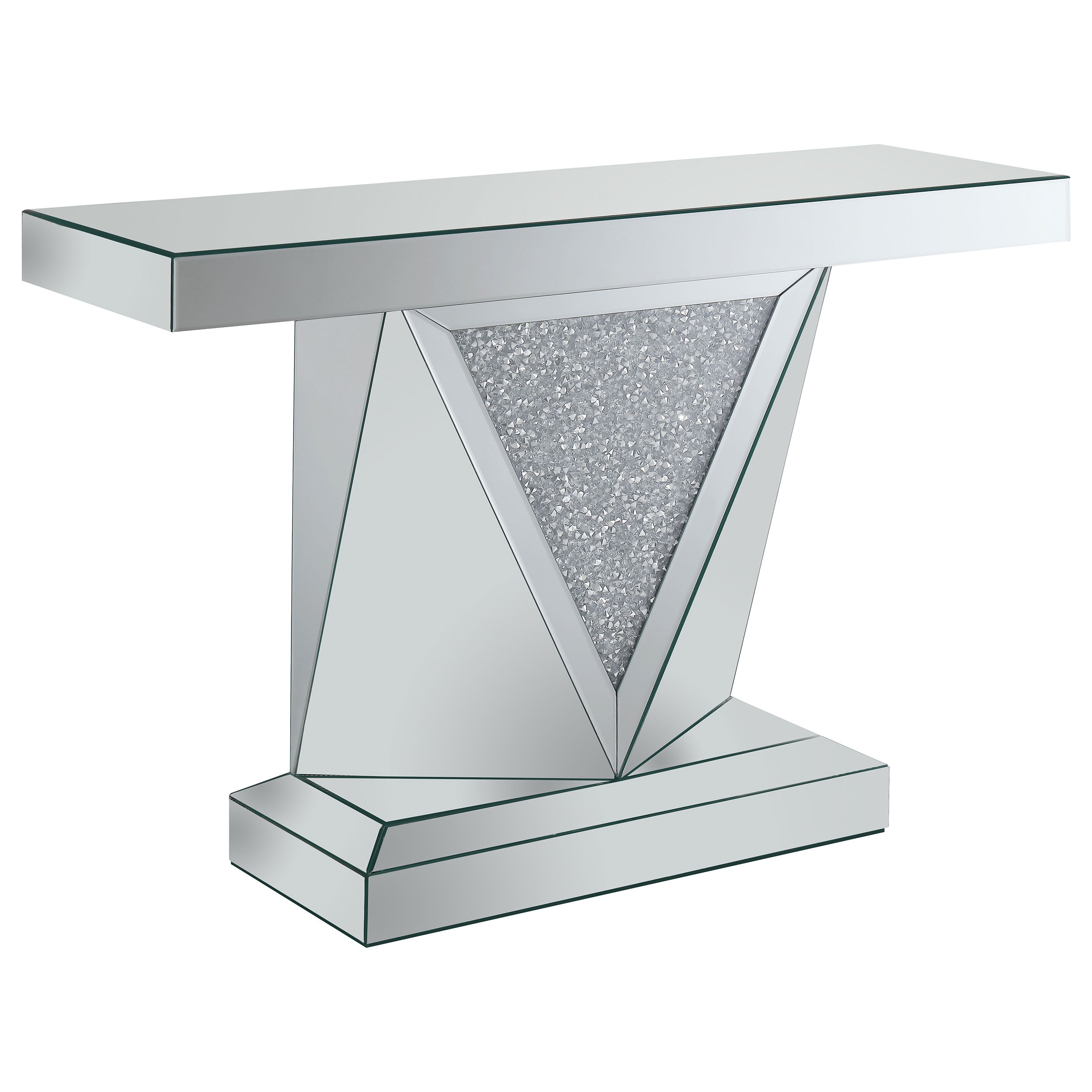 Amore Mirrored Acrylic Entryway Sofa Console Table Silver — view 1