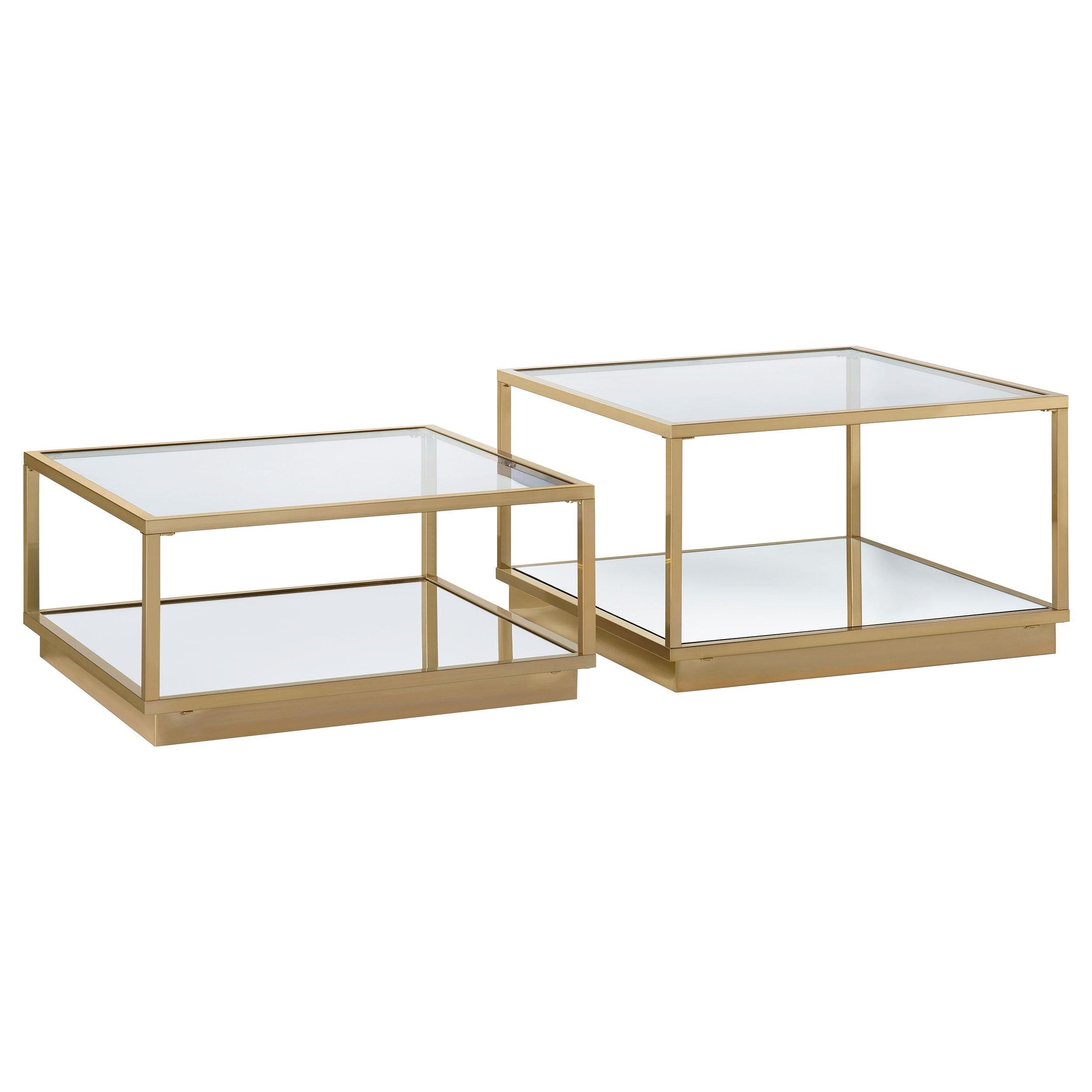 Renee 2-piece Square Coffee Table Set Rose Brass — view 2