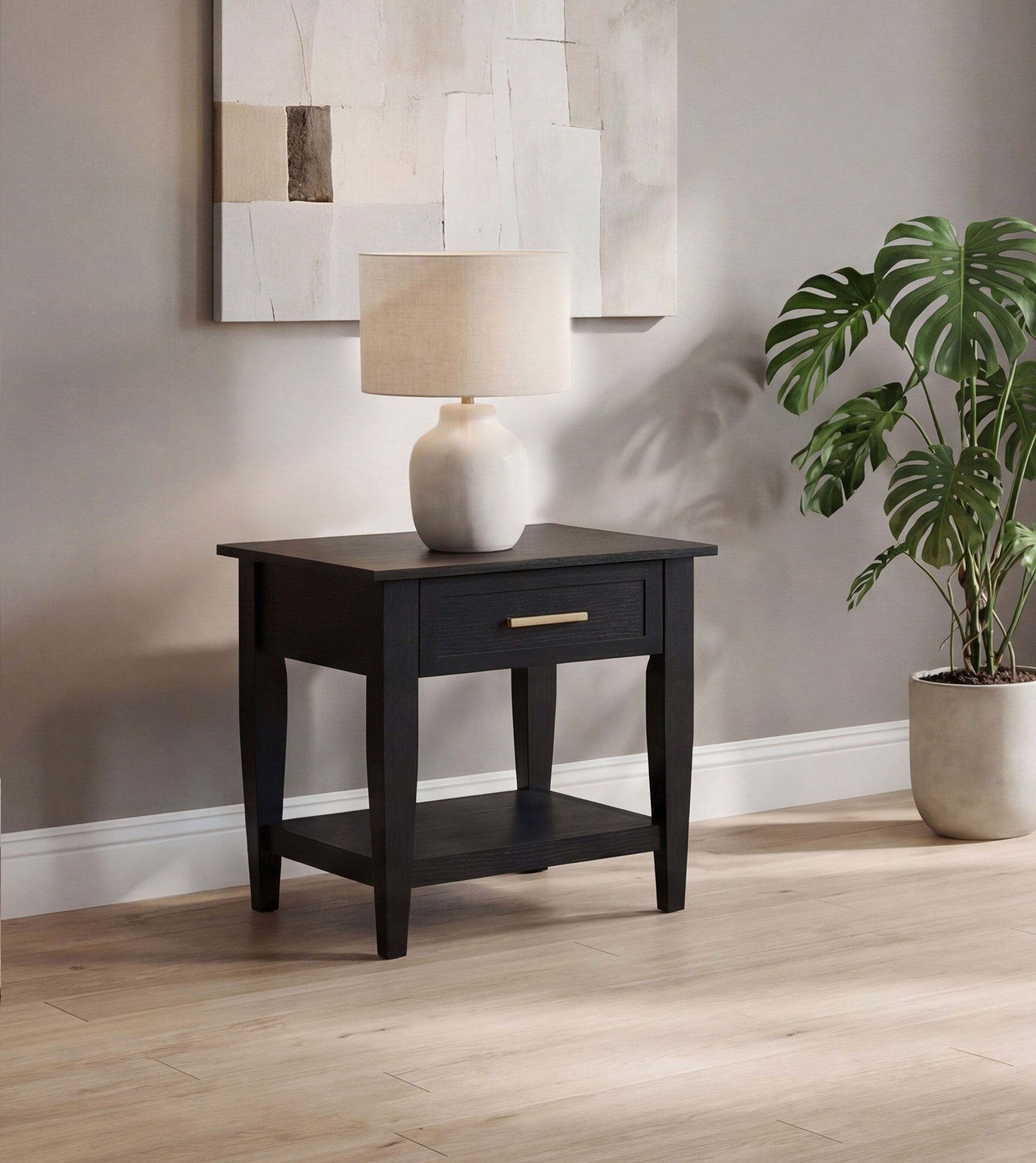 Lindenton 1-drawer Wood Occasional Side End Table Black — view 2