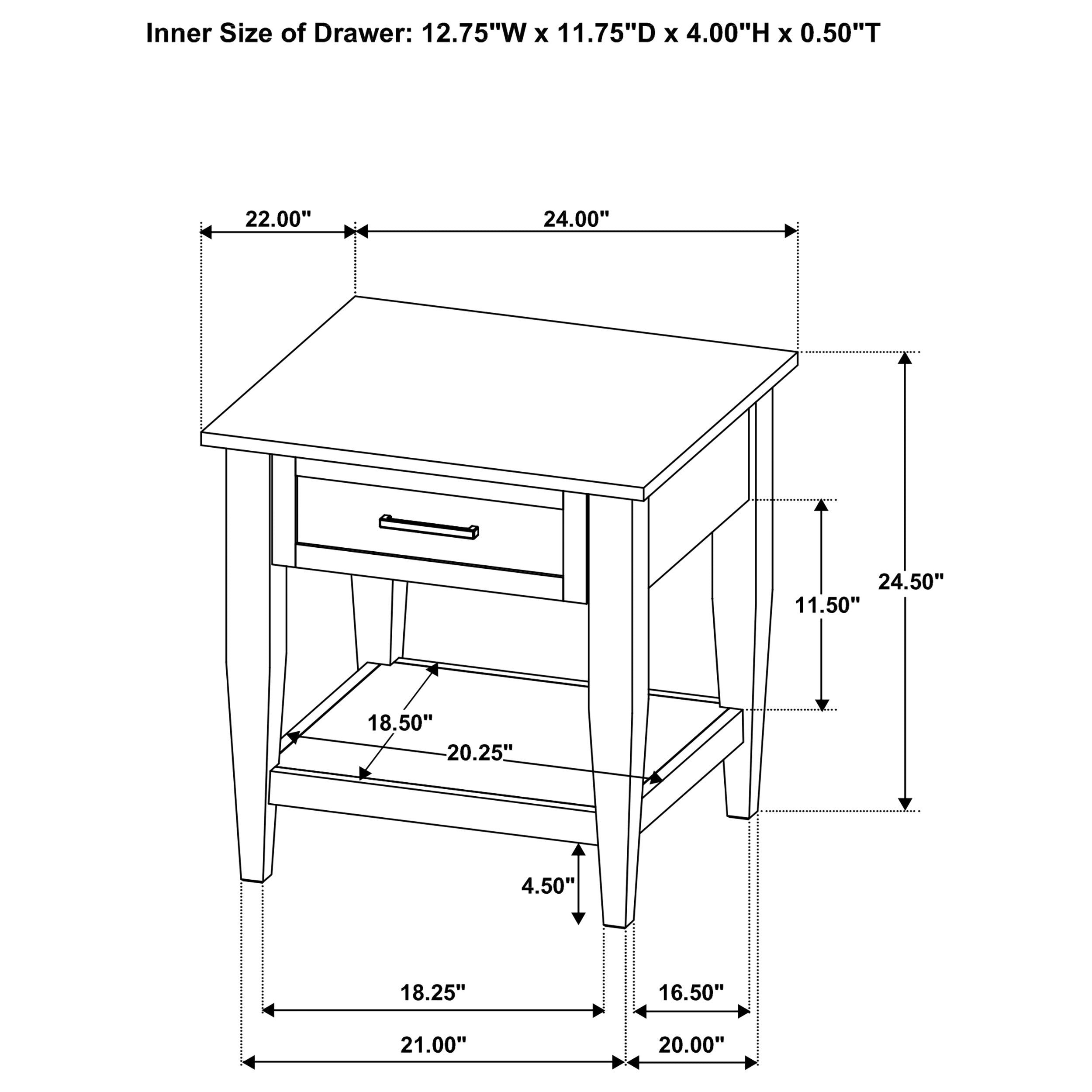 Lindenton 1-drawer Wood Occasional Side End Table Black — view 13
