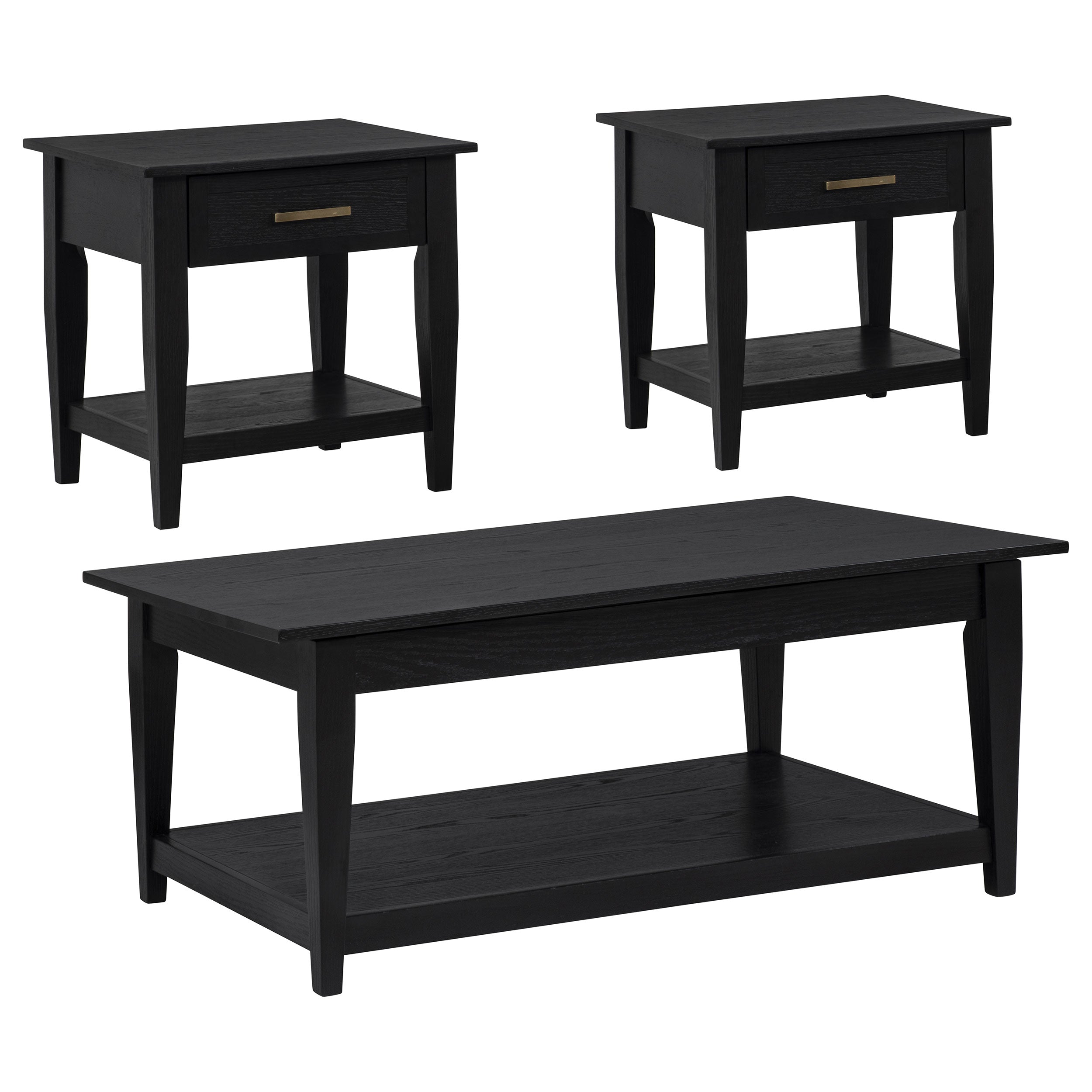Lindenton 3-piece Wood Lift-Top Coffee and End Table Set Black — view 3