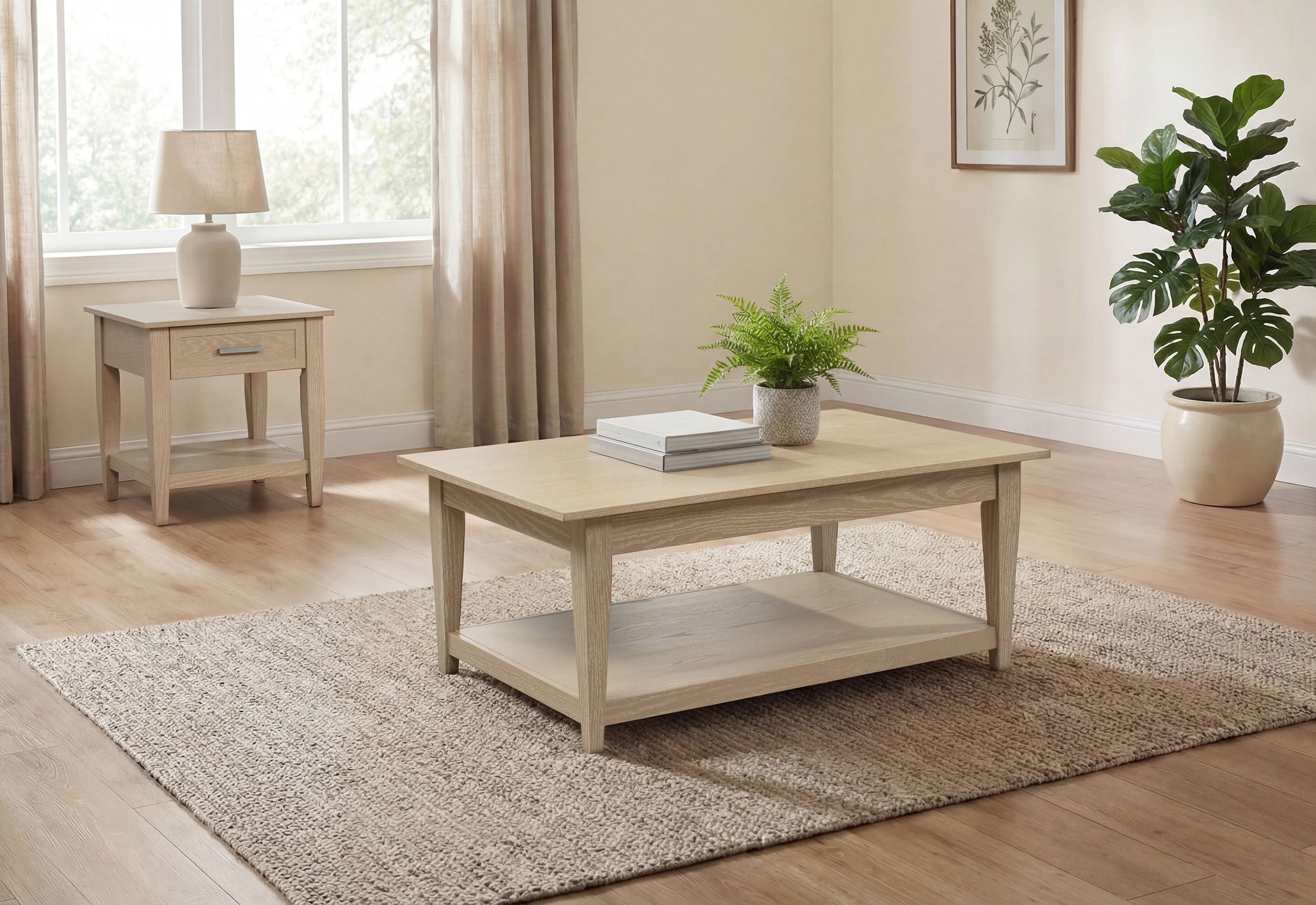 Lindenton 2-piece Wood Lift-Top Coffee and End Table Set Blonde — view 2