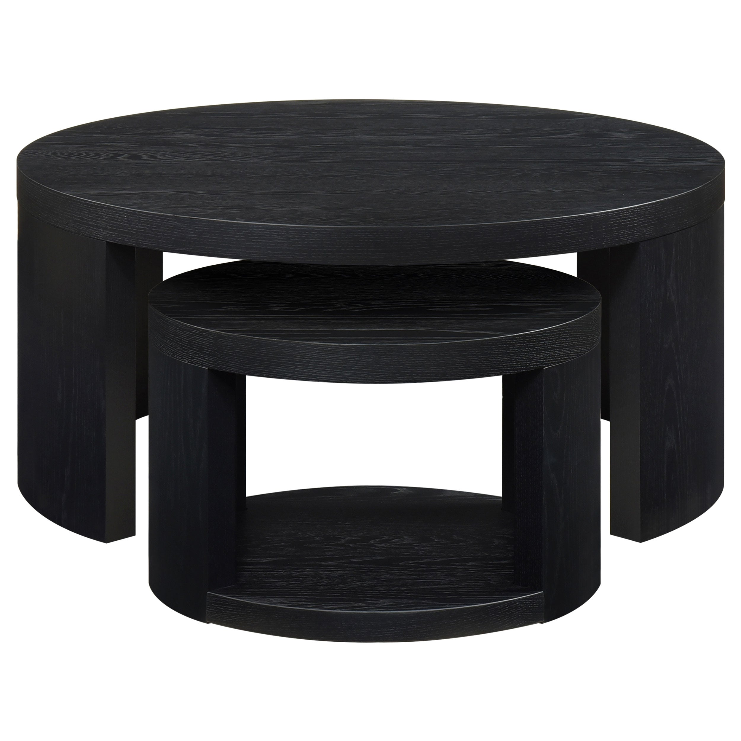 Sweeney 2-piece Round Wood Occasional Nesting Table Set Black — view 3