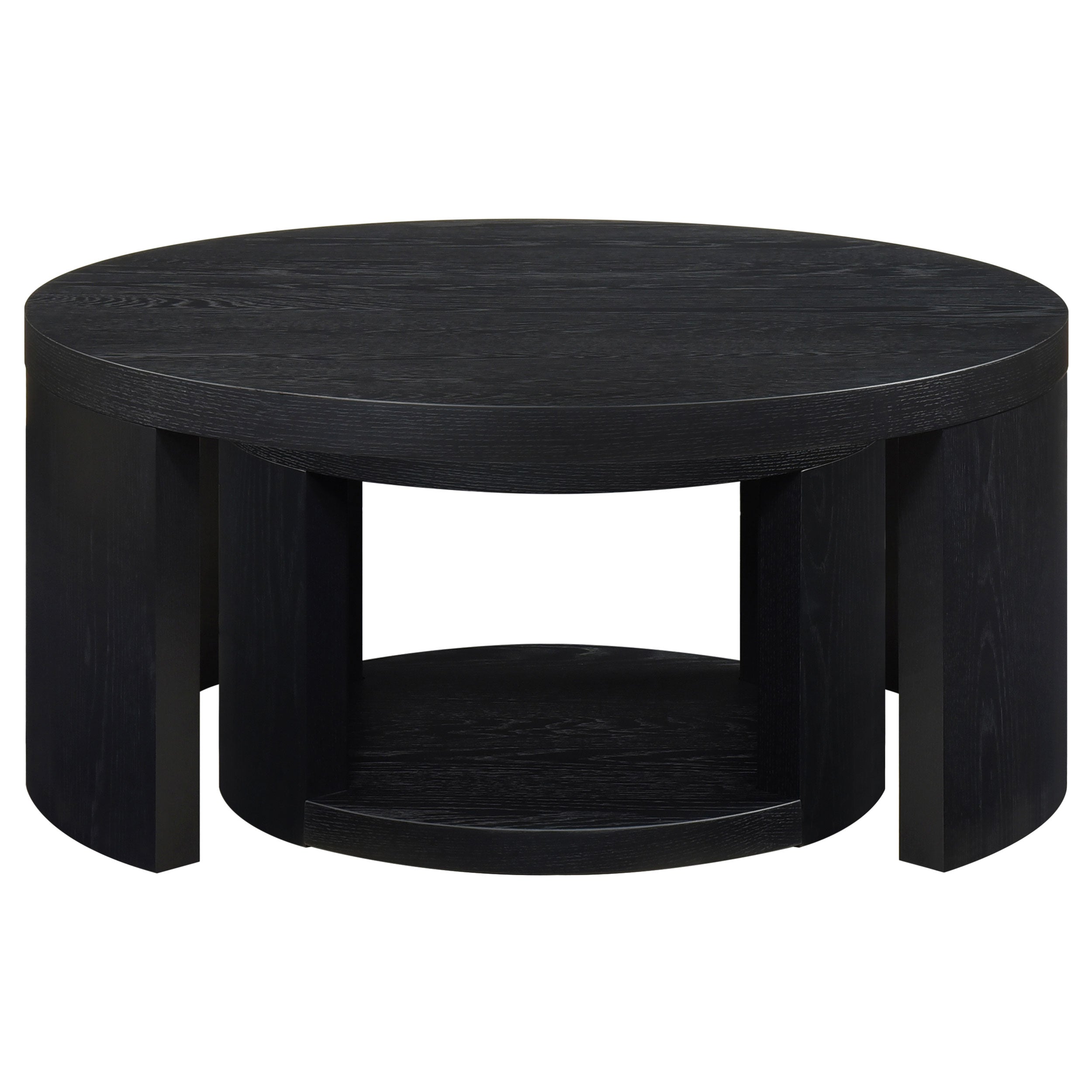 Sweeney 2-piece Round Wood Occasional Nesting Table Set Black — view 4