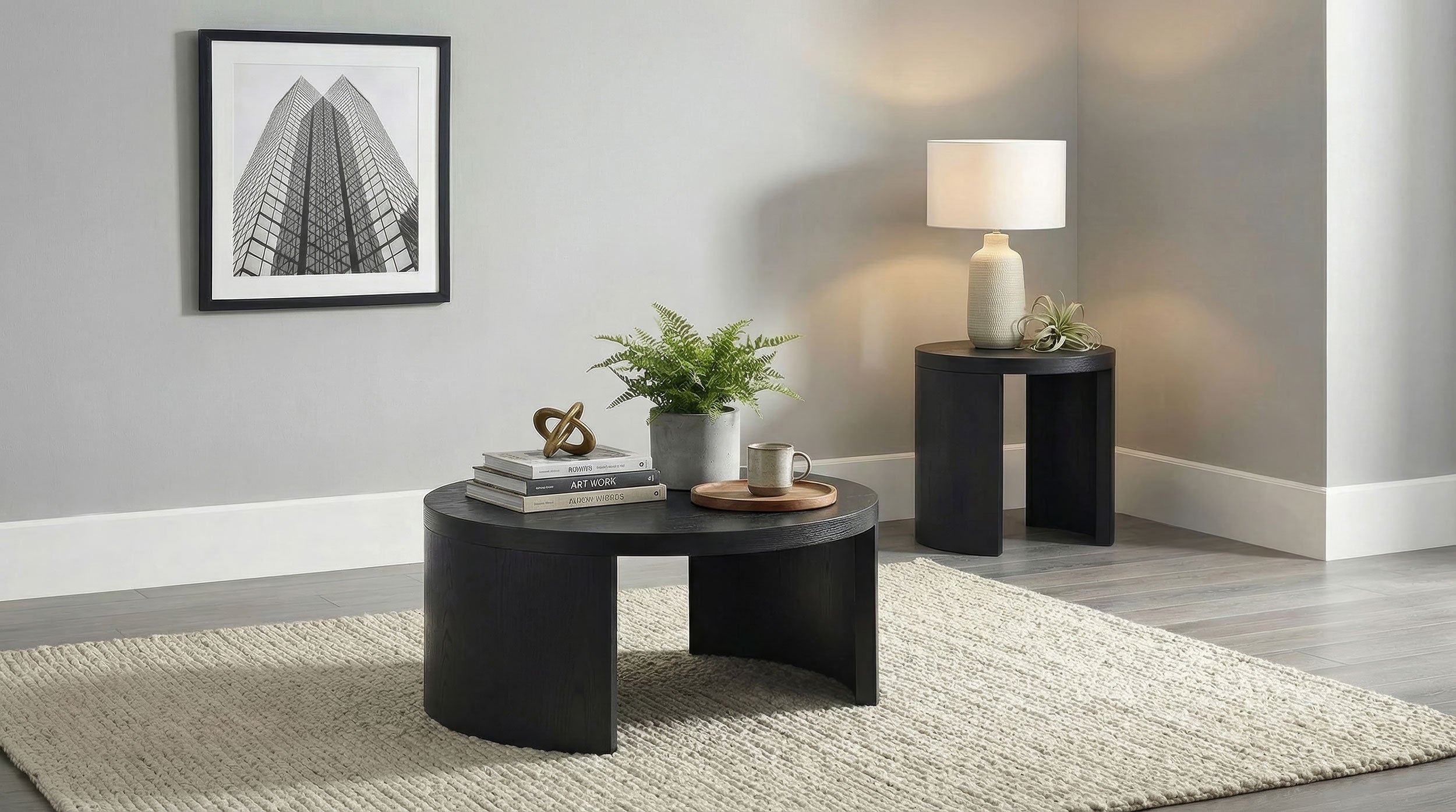 Sweeney 24-inch Round Wood Occasional Side End Table Black — view 8