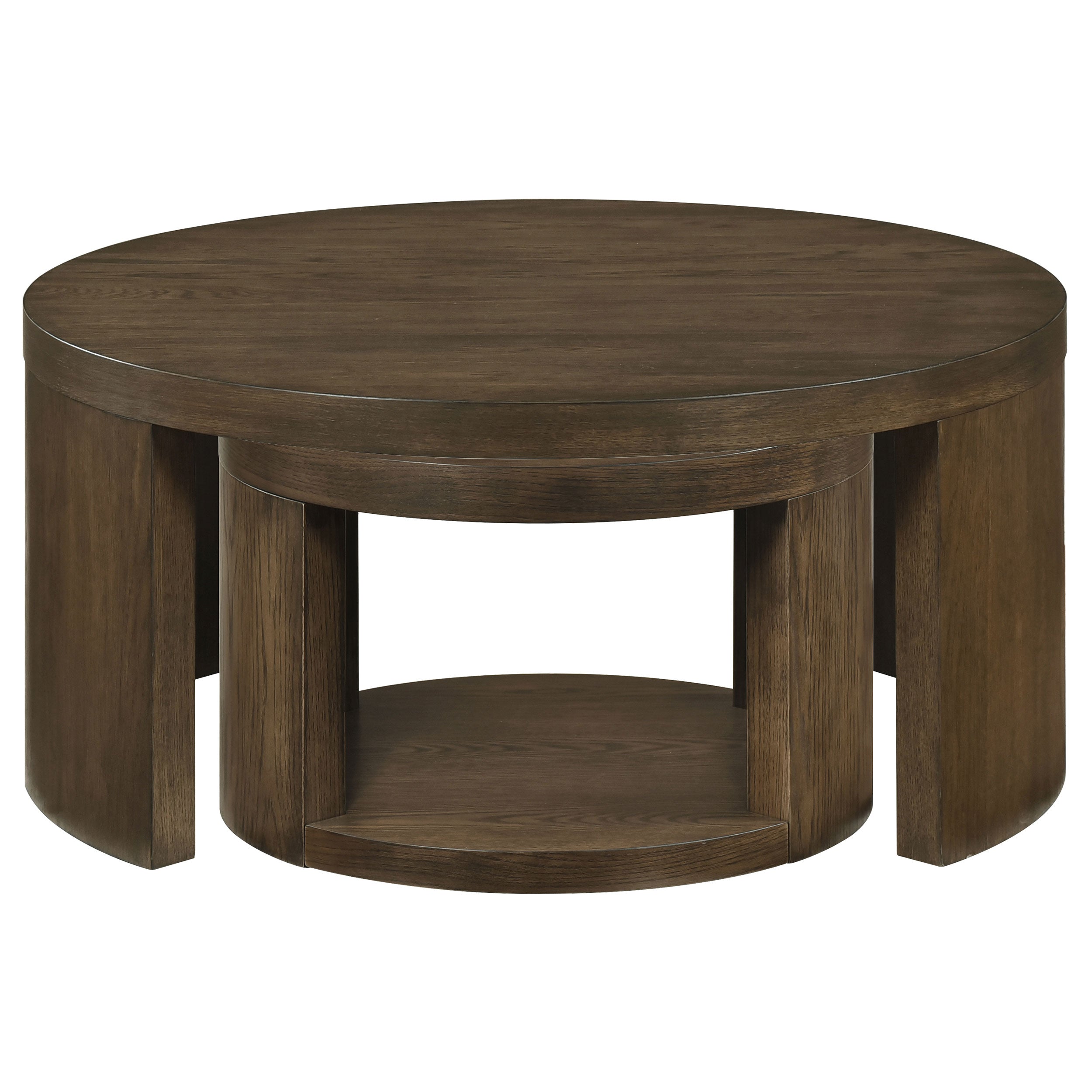 Sweeney 2-piece Round Wood Occasional Nesting Table Set Dark Walnut — view 4