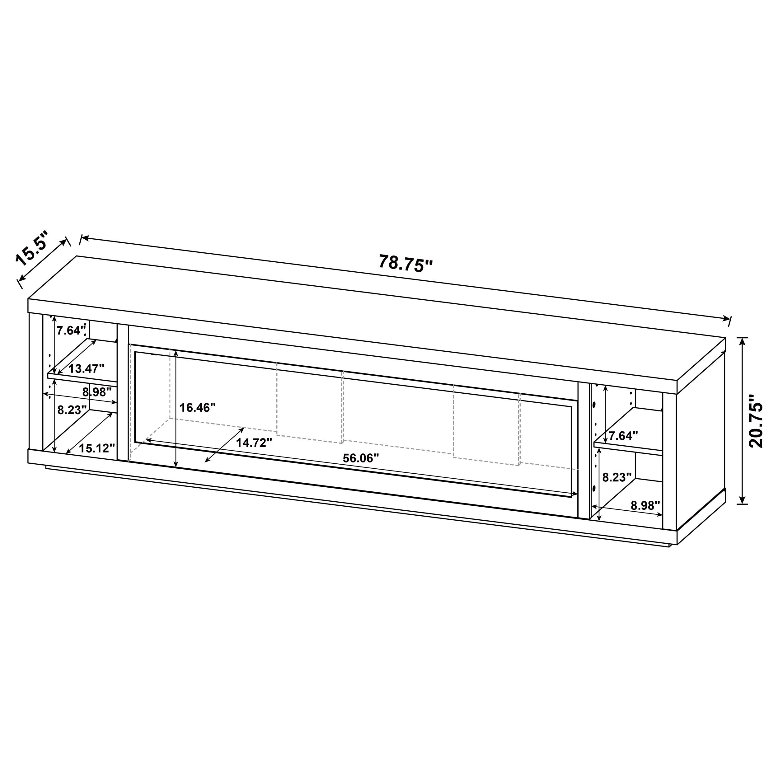 Deiter 79-inch TV Stand Fireplace Media Console Black — view 14