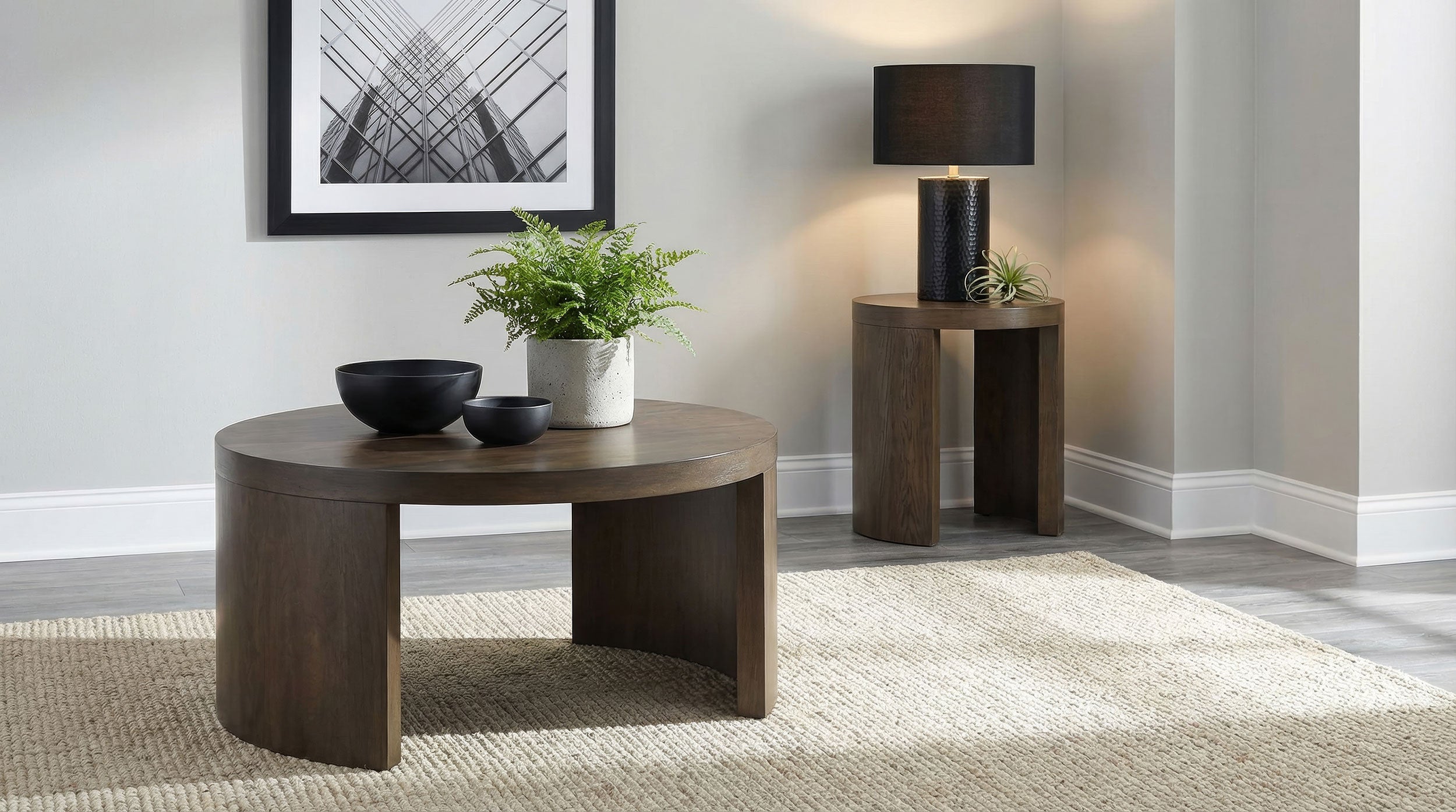 Sweeney 24-inch Round Wood Occasional Side End Table Dark Walnut — view 7