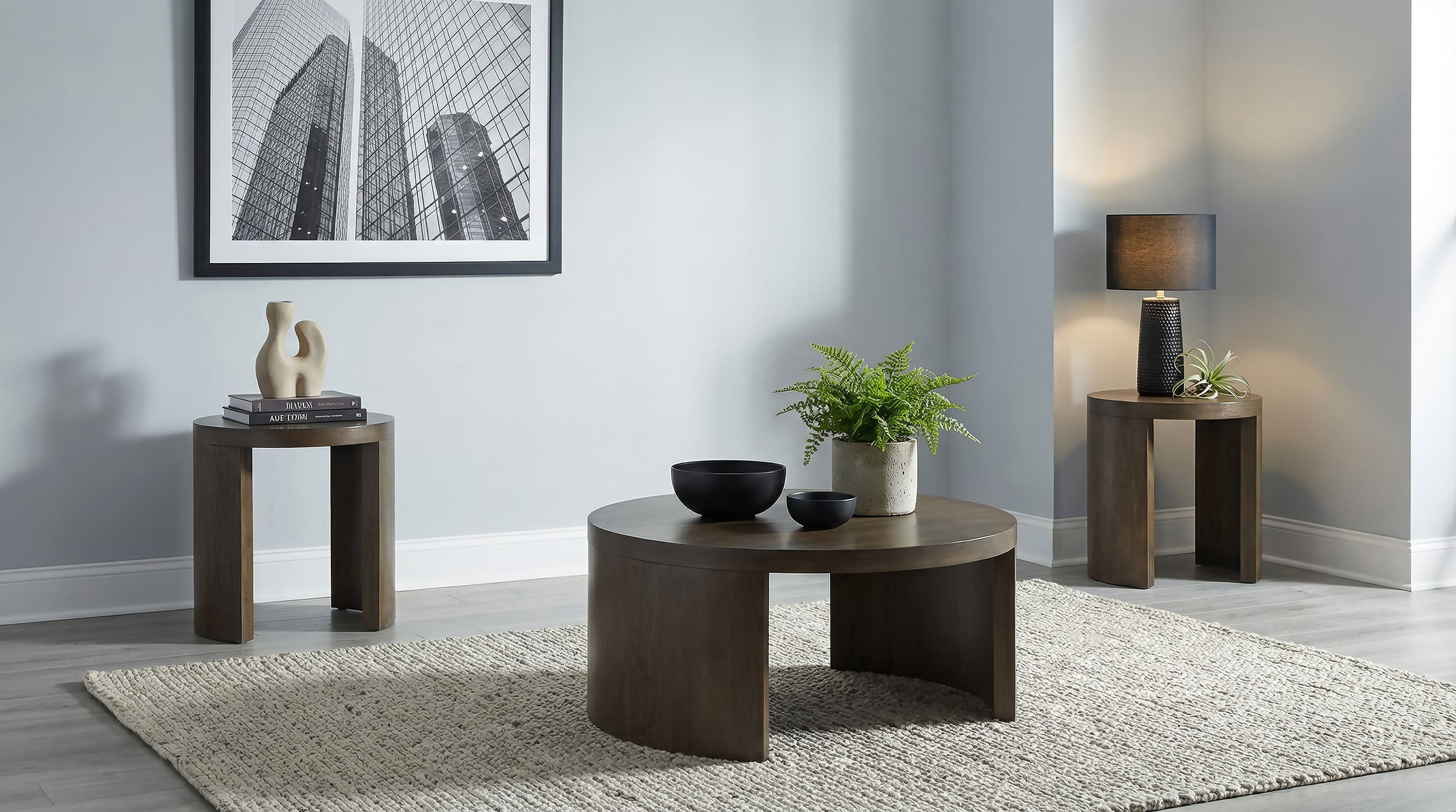 Sweeney 3-piece Coffee and End Occasional Table Set Dark Walnut — view 1