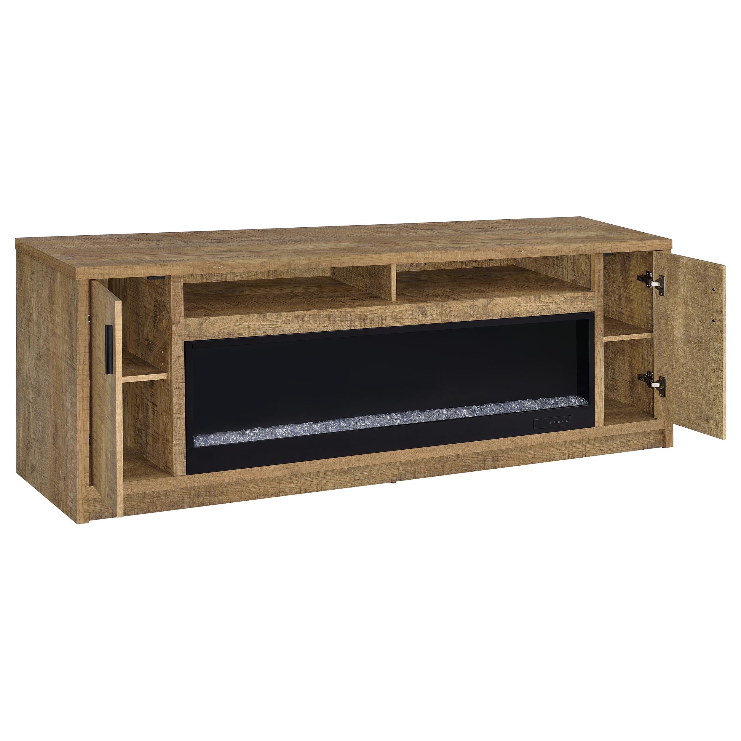 Eddy 79-inch 2-door TV Stand Fireplace Media Console Mango — view 3