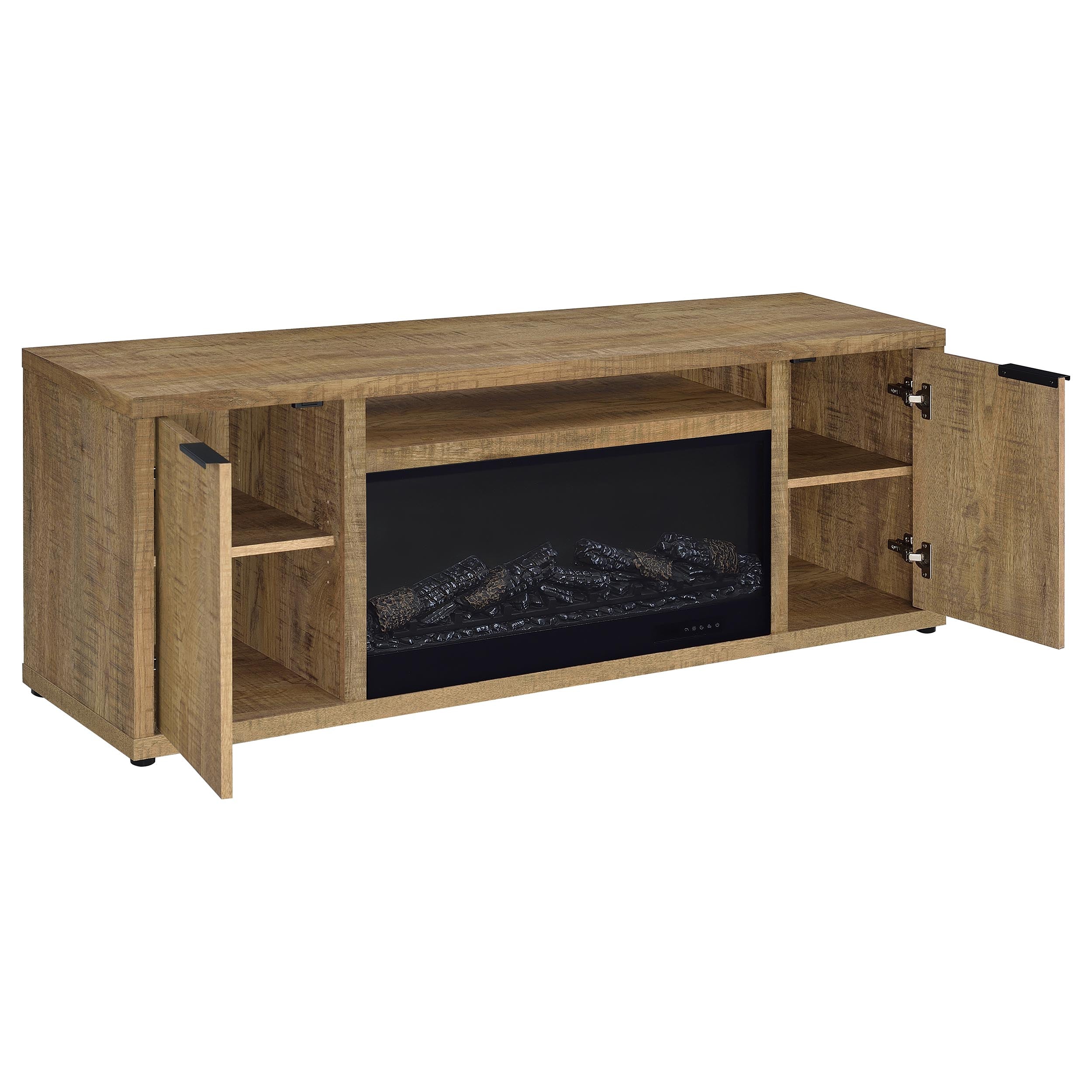 Fuller 60-inch 2-door TV Stand Fireplace Media Console Mango — view 3