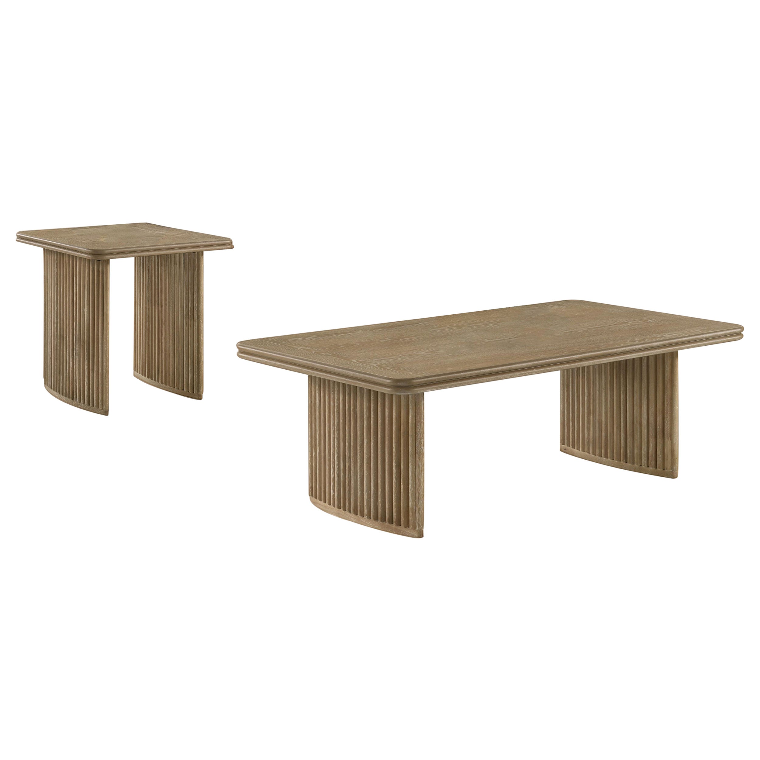 Adina 2-piece Wood Coffee Table Set Distressed Light Brown — view 2