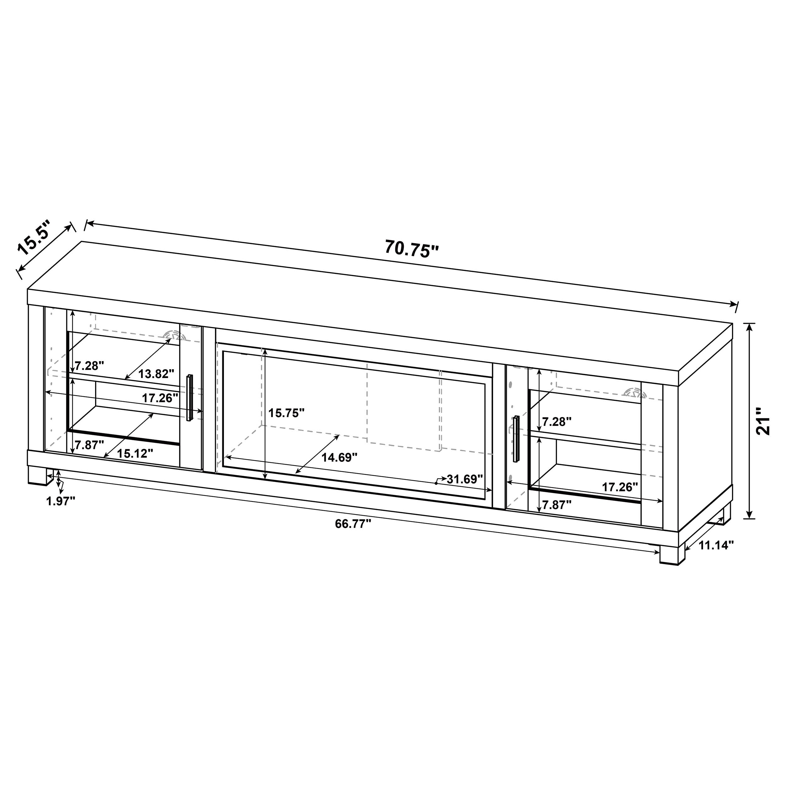 Havering 71-inch TV Stand Fireplace Media Console Dark Pine — view 15