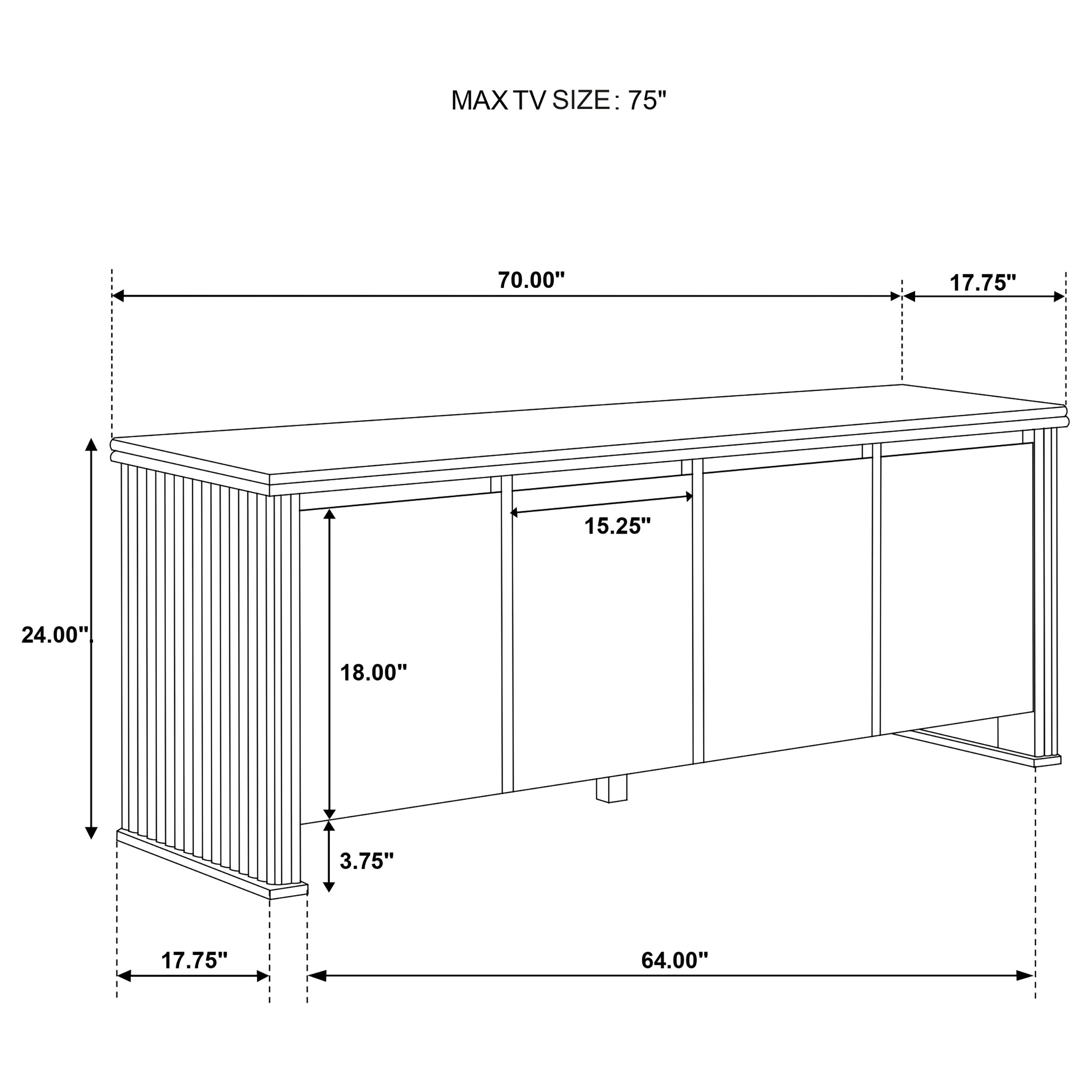 Adina 70-inch TV Stand Media Console Distressed Light Brown — view 13