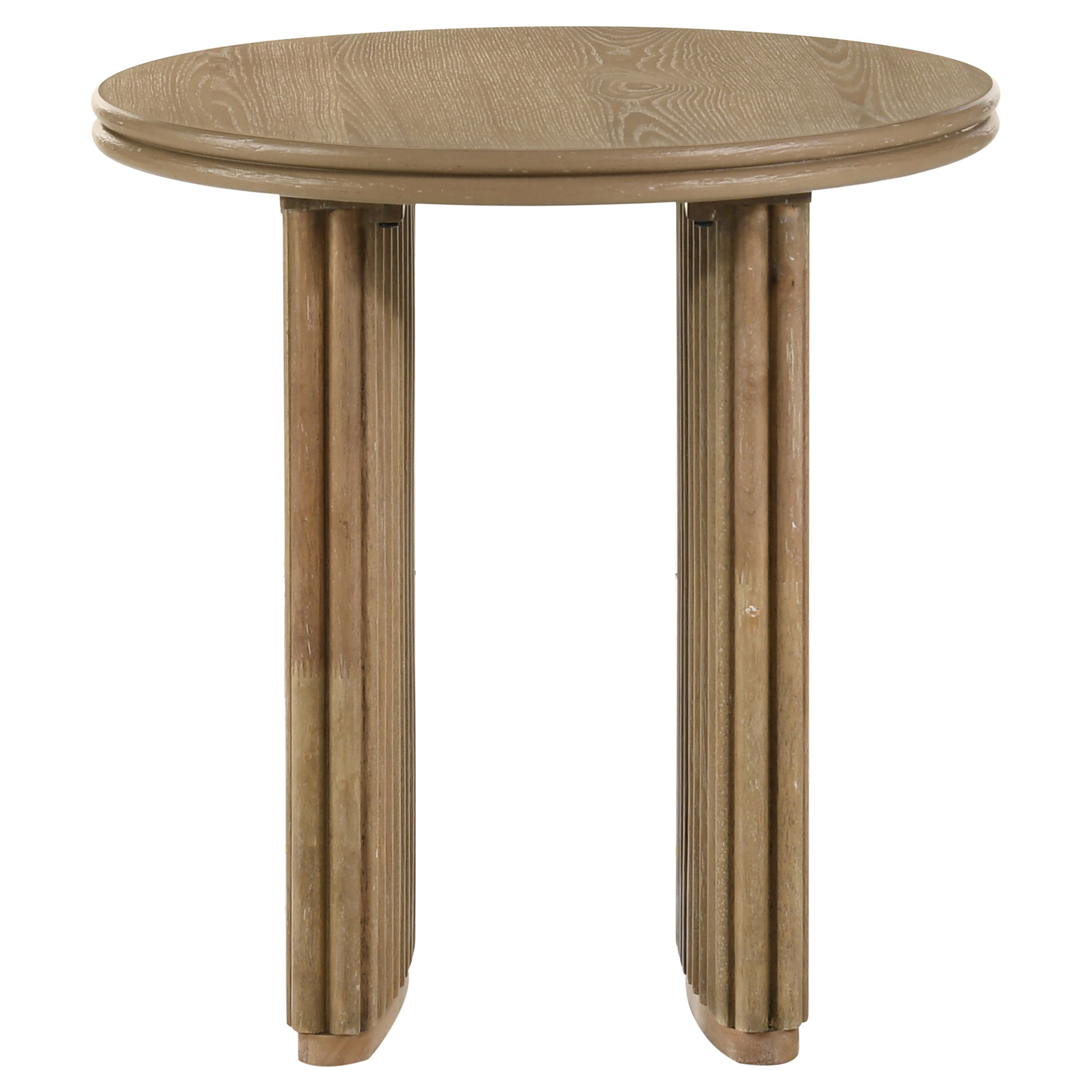 Adina 2-piece Round Coffee Table Set Distressed Light Brown — view 4