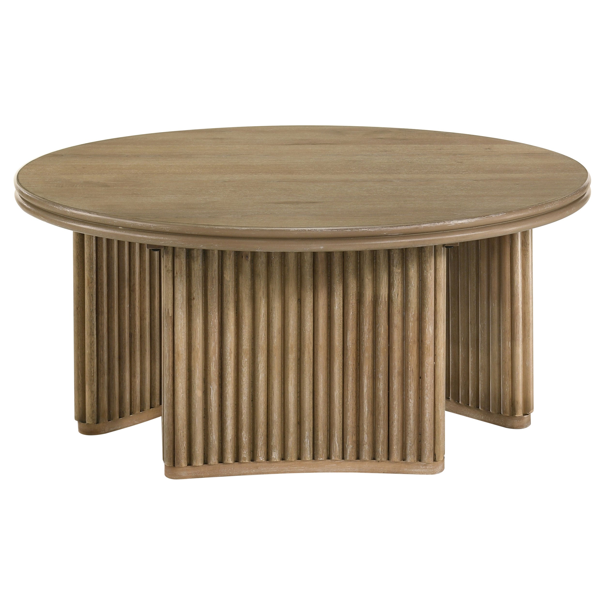 Adina 2-piece Round Coffee Table Set Distressed Light Brown — view 9