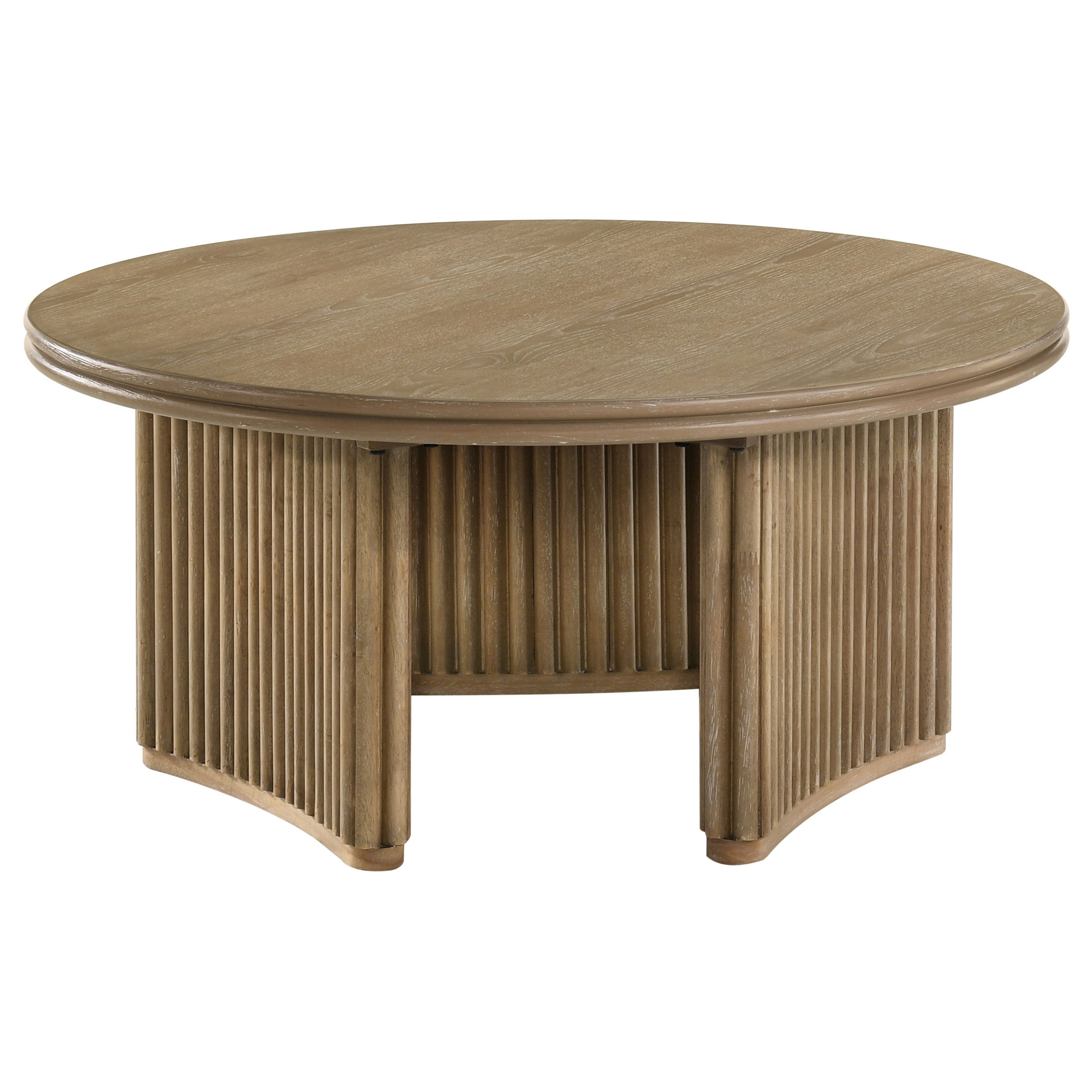 Adina 3-piece Round Coffee Table Set Distressed Light Brown — view 8