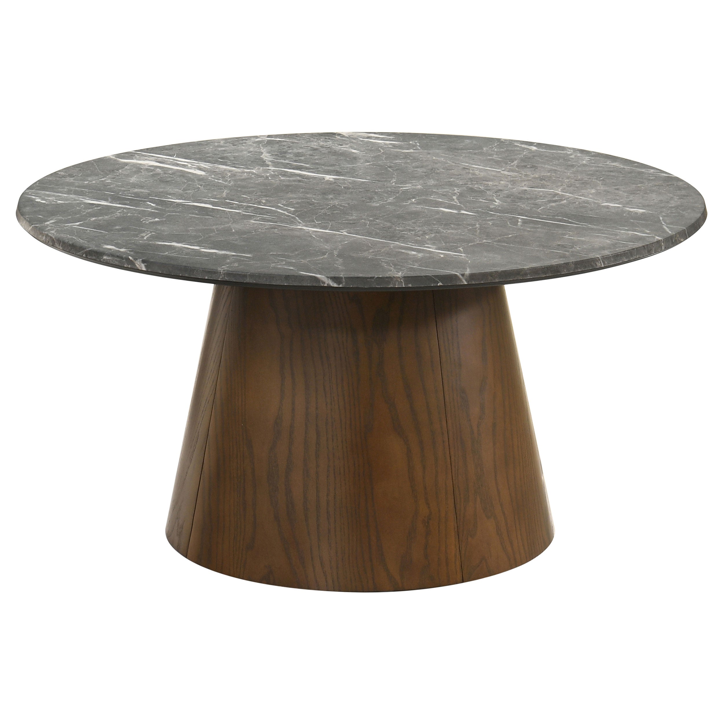 Franklin 2-piece Round Pedestal Coffee Table Set Grey and Dark Brown — view 5