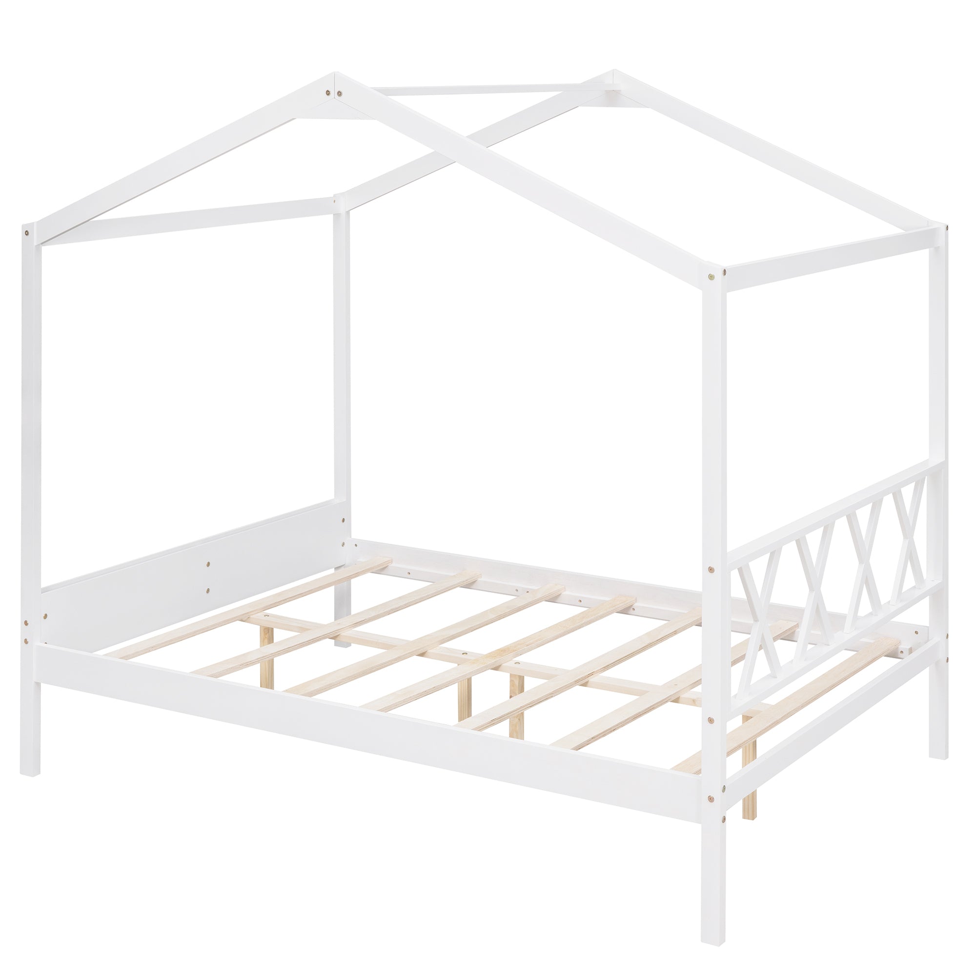 Full Size Wood House Bed with Storage Space, White (OLD SKU :LP000002AAK) - Atlantic Fine Furniture Melbourne FL