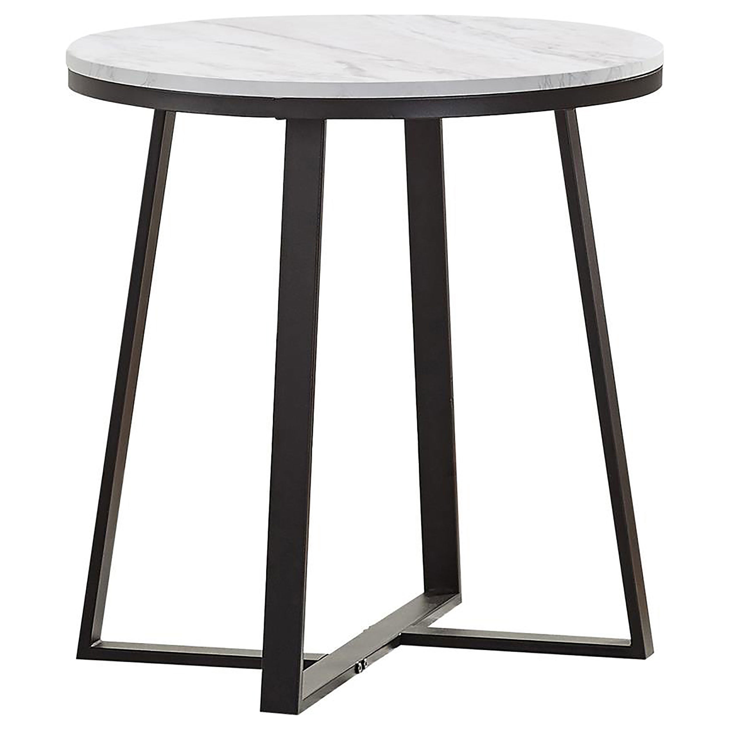 Hugo Round Faux Marble End Table White and Matte Black — view 1