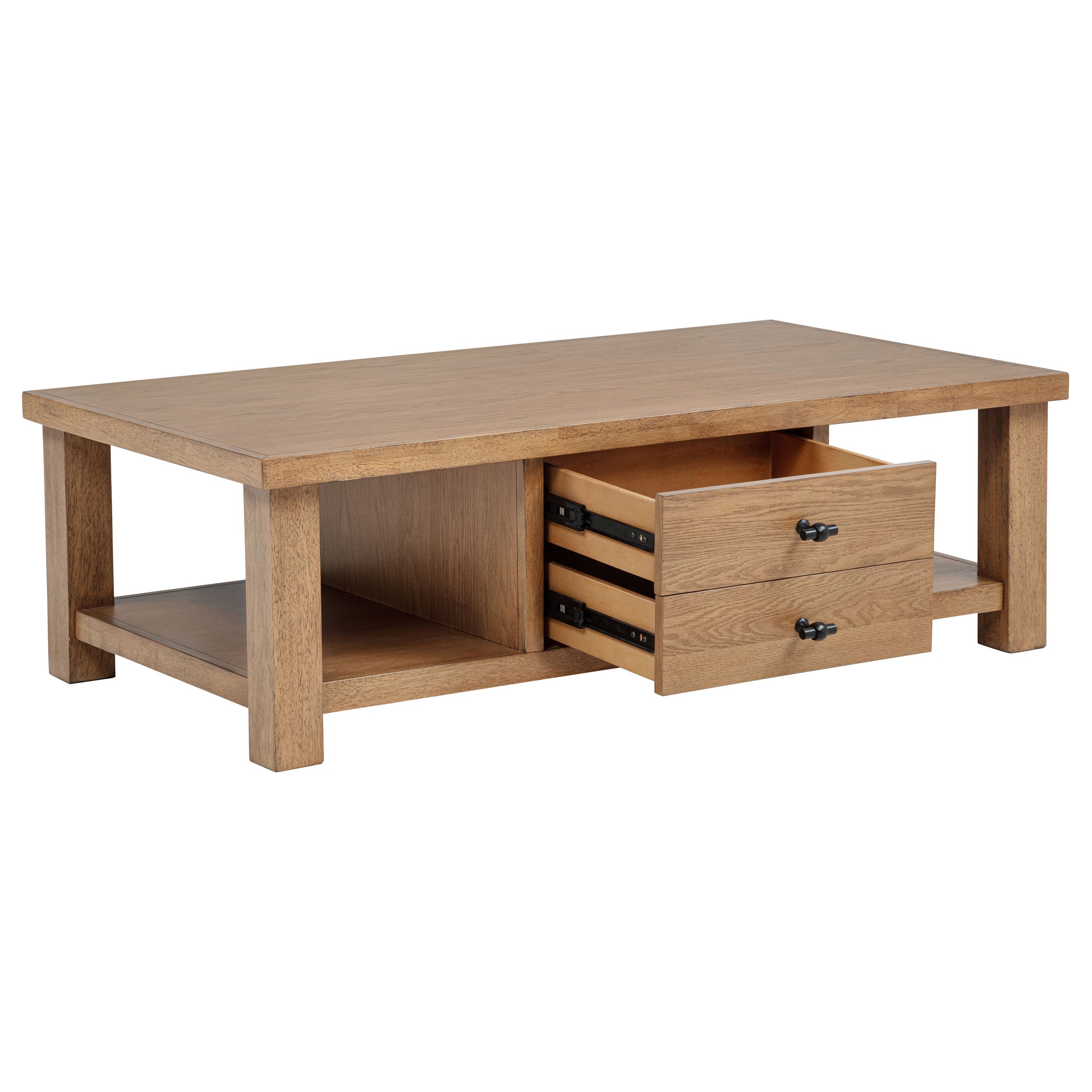 Beasley 2-Drawer Wood Coffee Table Golden Oak — view 3