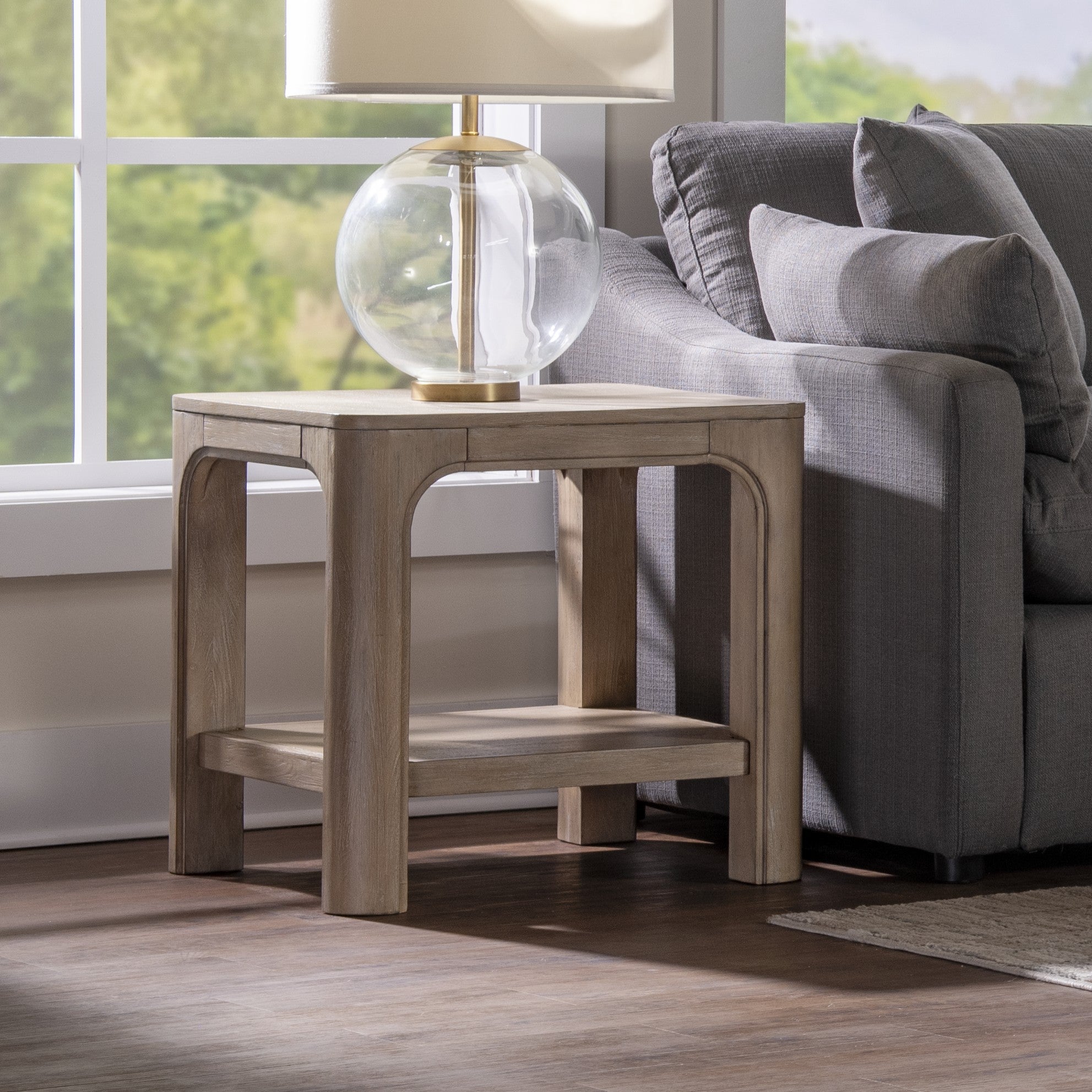 Solano Square Wood Side End Table with Shelf Weathered Mango — view 2