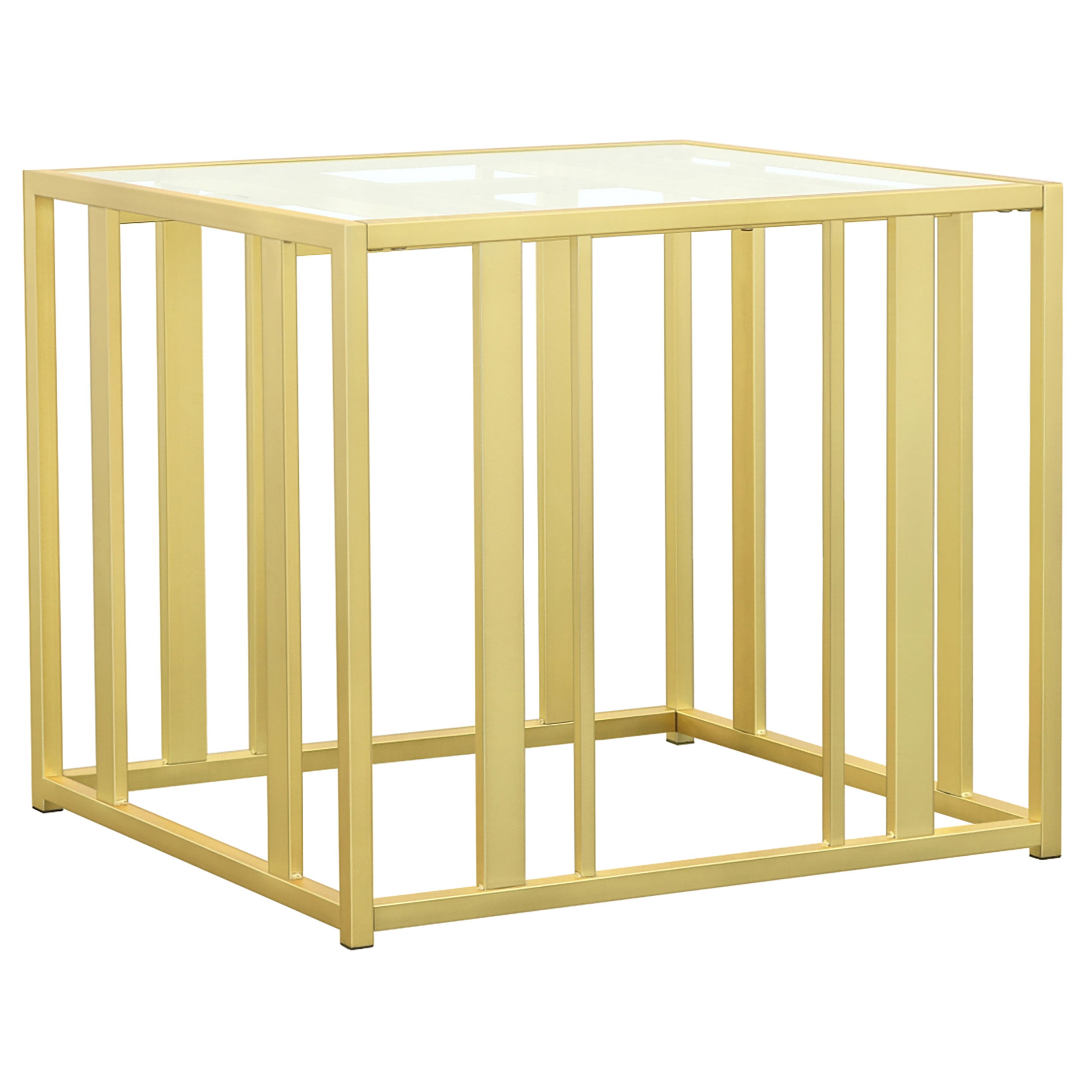 Adri Rectangular Glass Top Side End Table Matte Brass — view 1