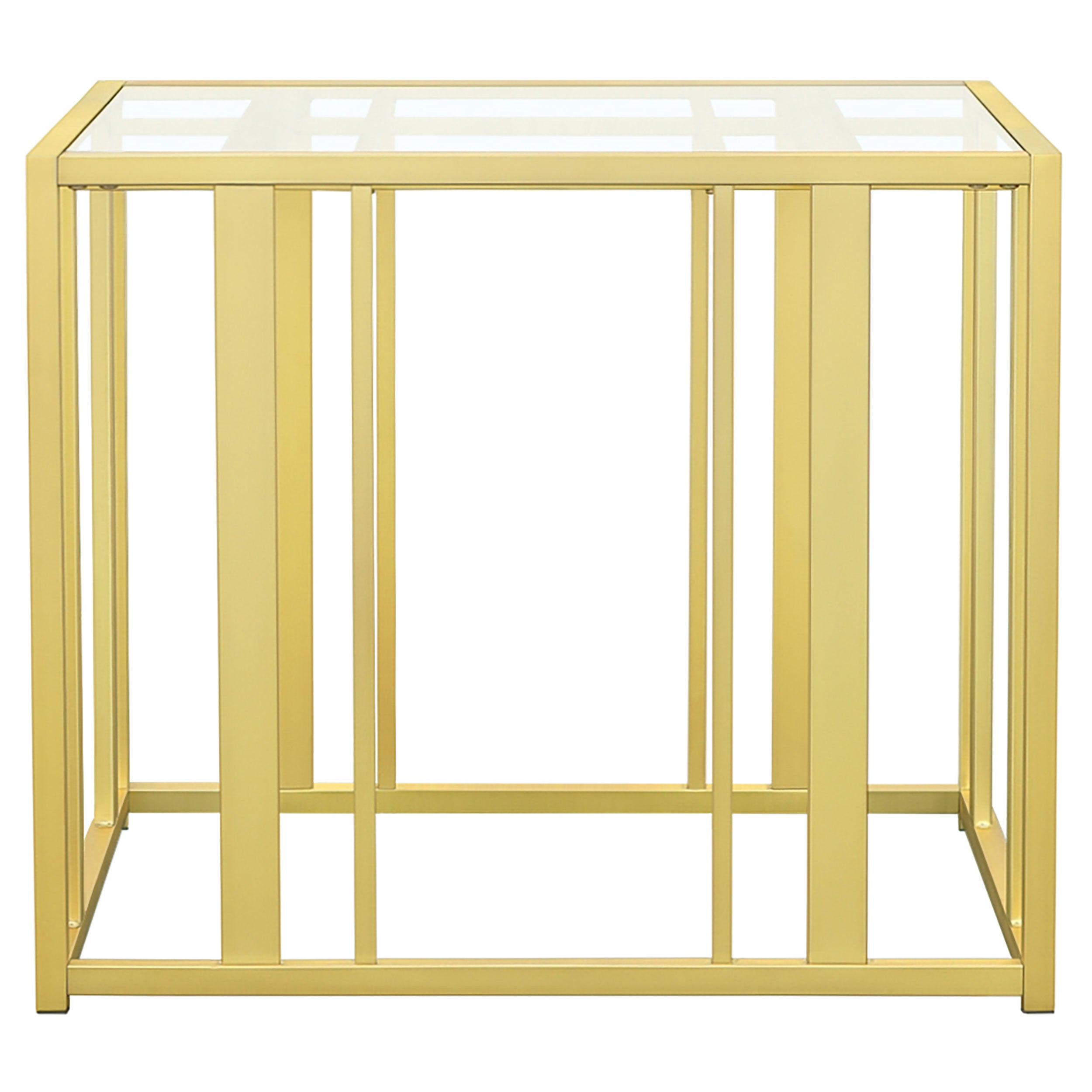 Adri Rectangular Glass Top Side End Table Matte Brass — view 3