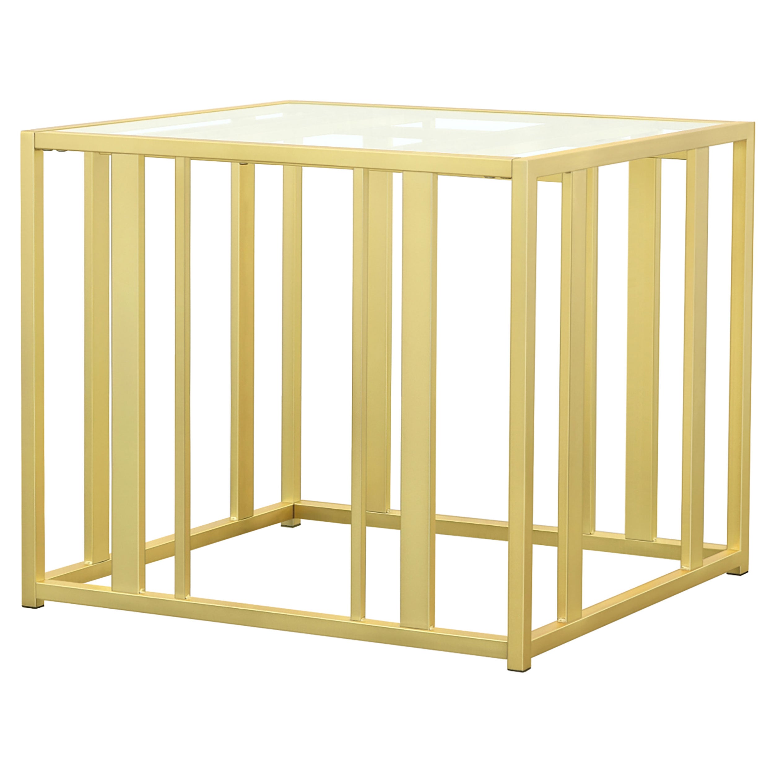 Adri Rectangular Glass Top Side End Table Matte Brass — view 4