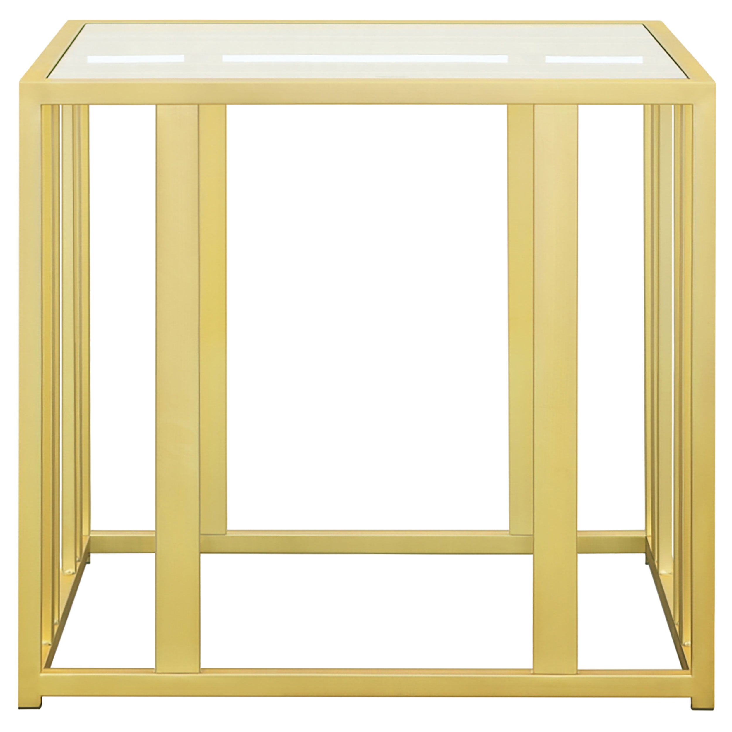 Adri Rectangular Glass Top Side End Table Matte Brass — view 5