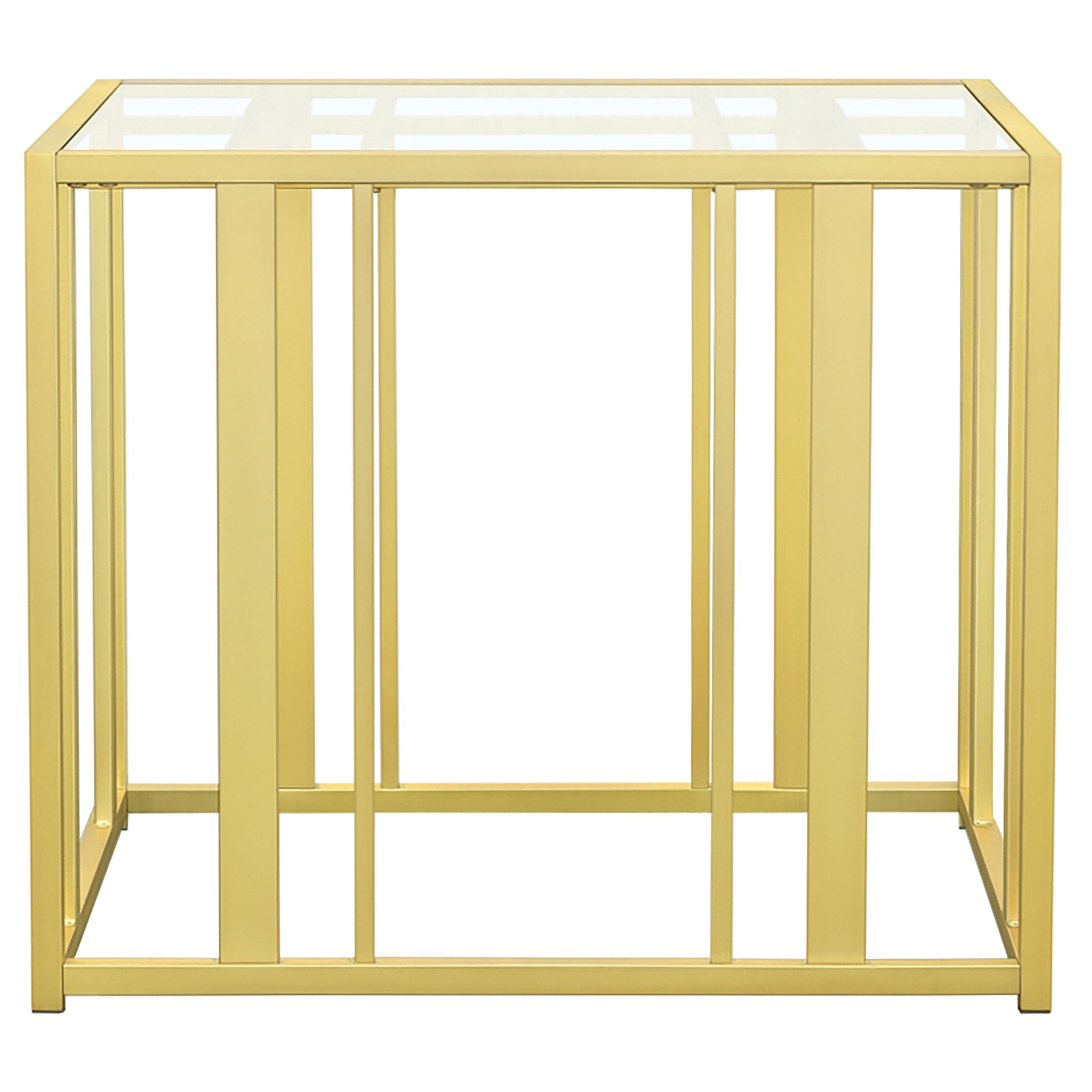 Adri Rectangular Glass Top Side End Table Matte Brass — view 6