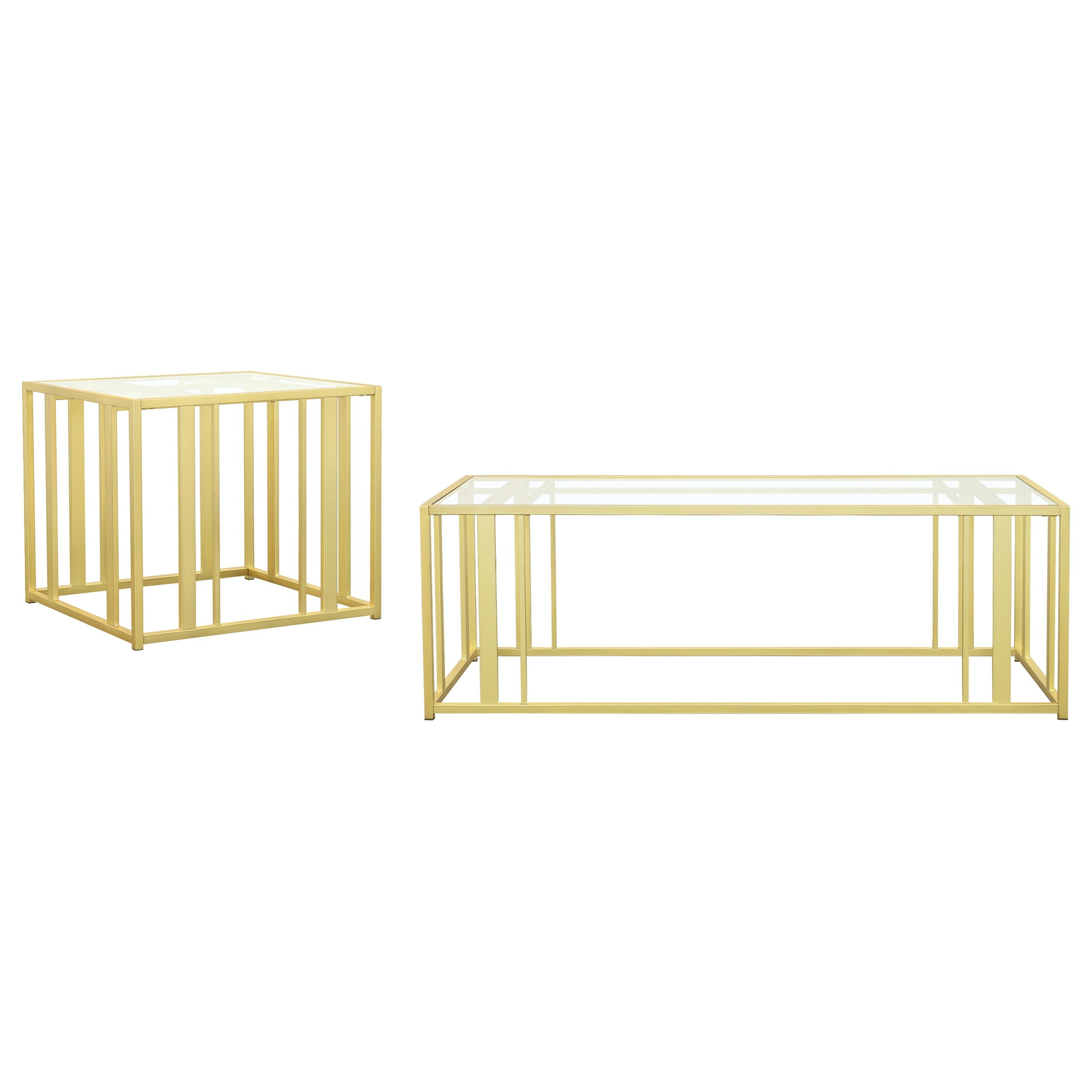 Adri 2-piece Coffee and End Table Set Matte Brass — view 2