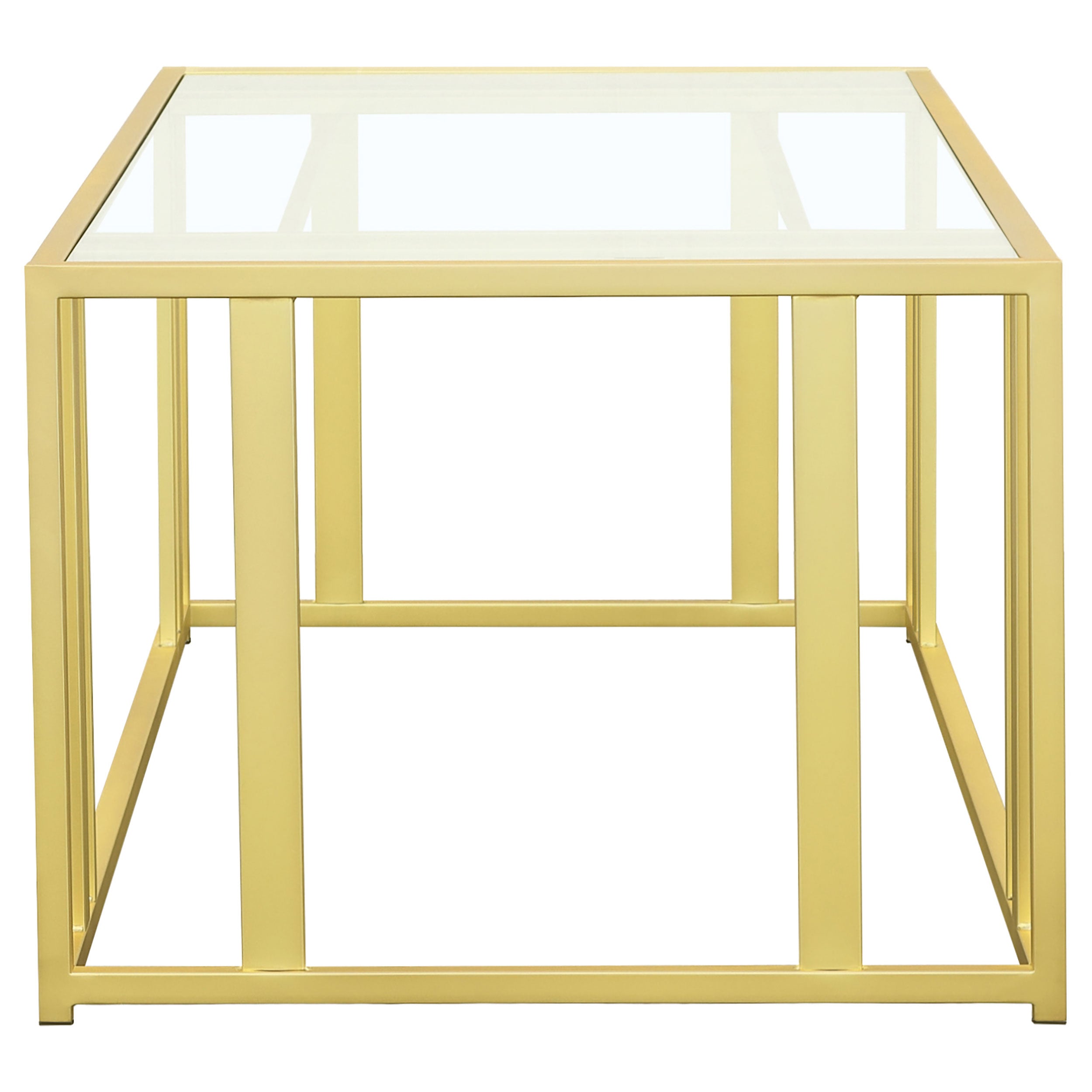 Adri Rectangular Glass Top Coffee Table Matte Brass — view 5