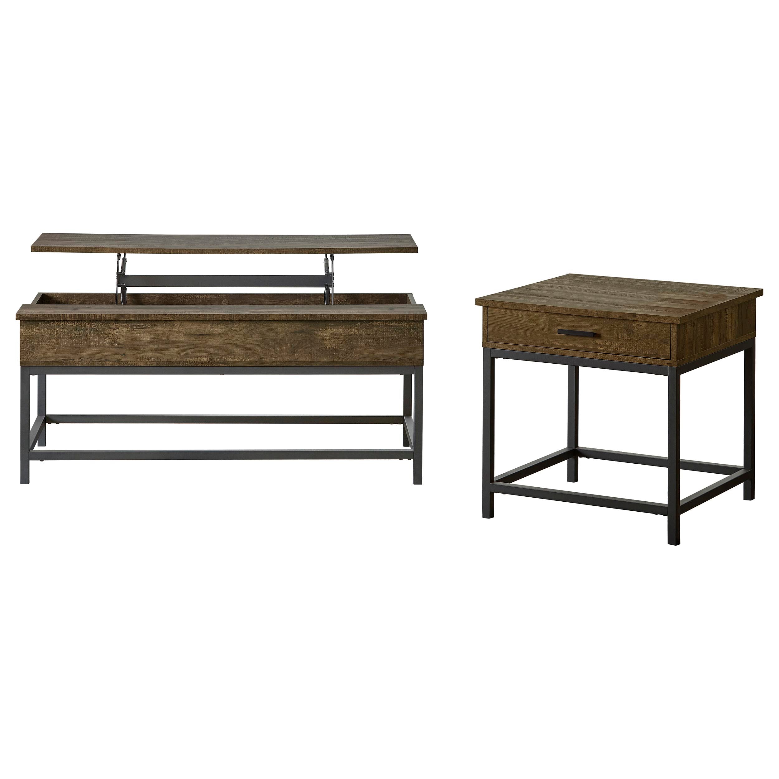 Byers 2-piece Lift Top Coffee and End Table Set Brown Oak — view 2