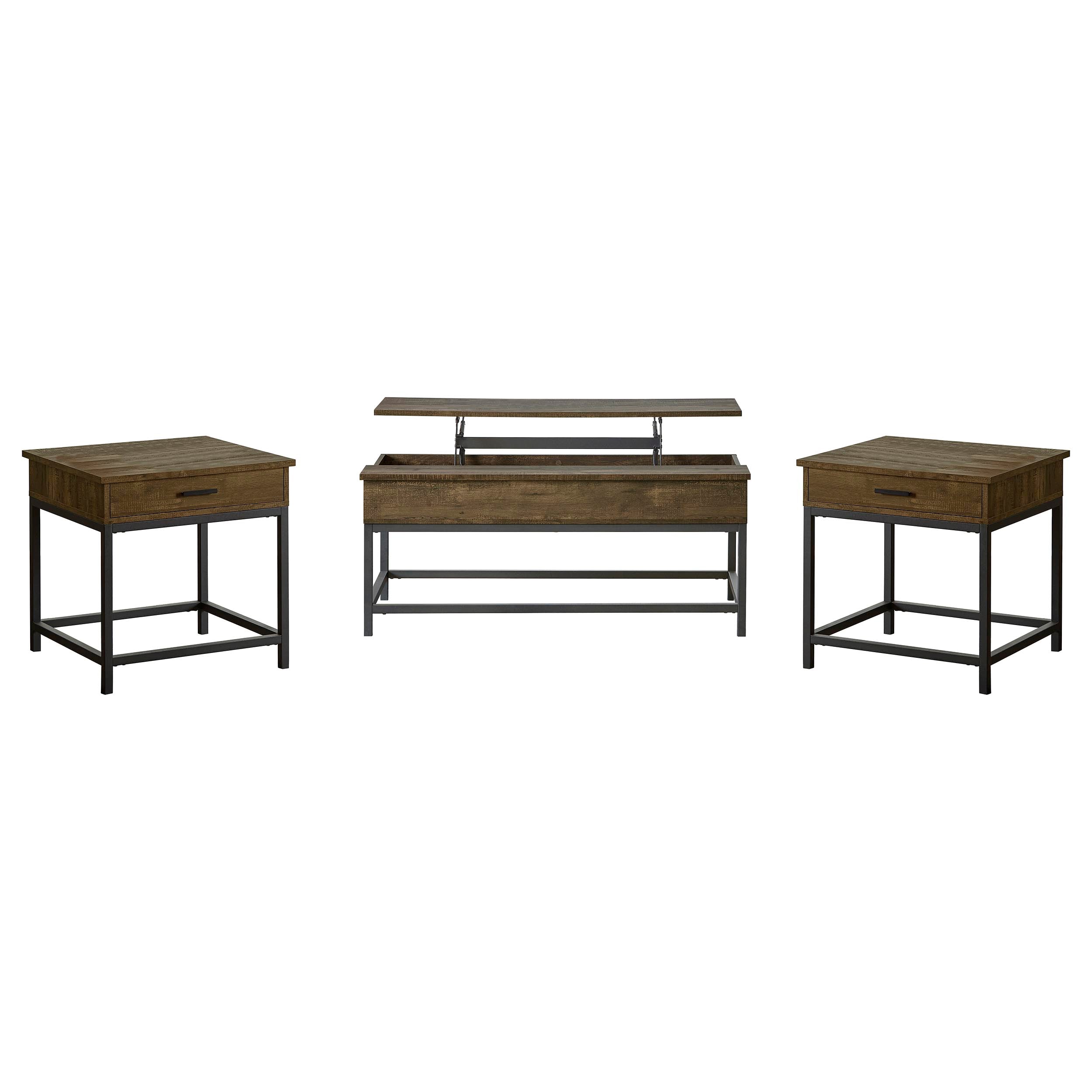 Byers 3-piece Lift Top Coffee and End Table Set Brown Oak — view 2