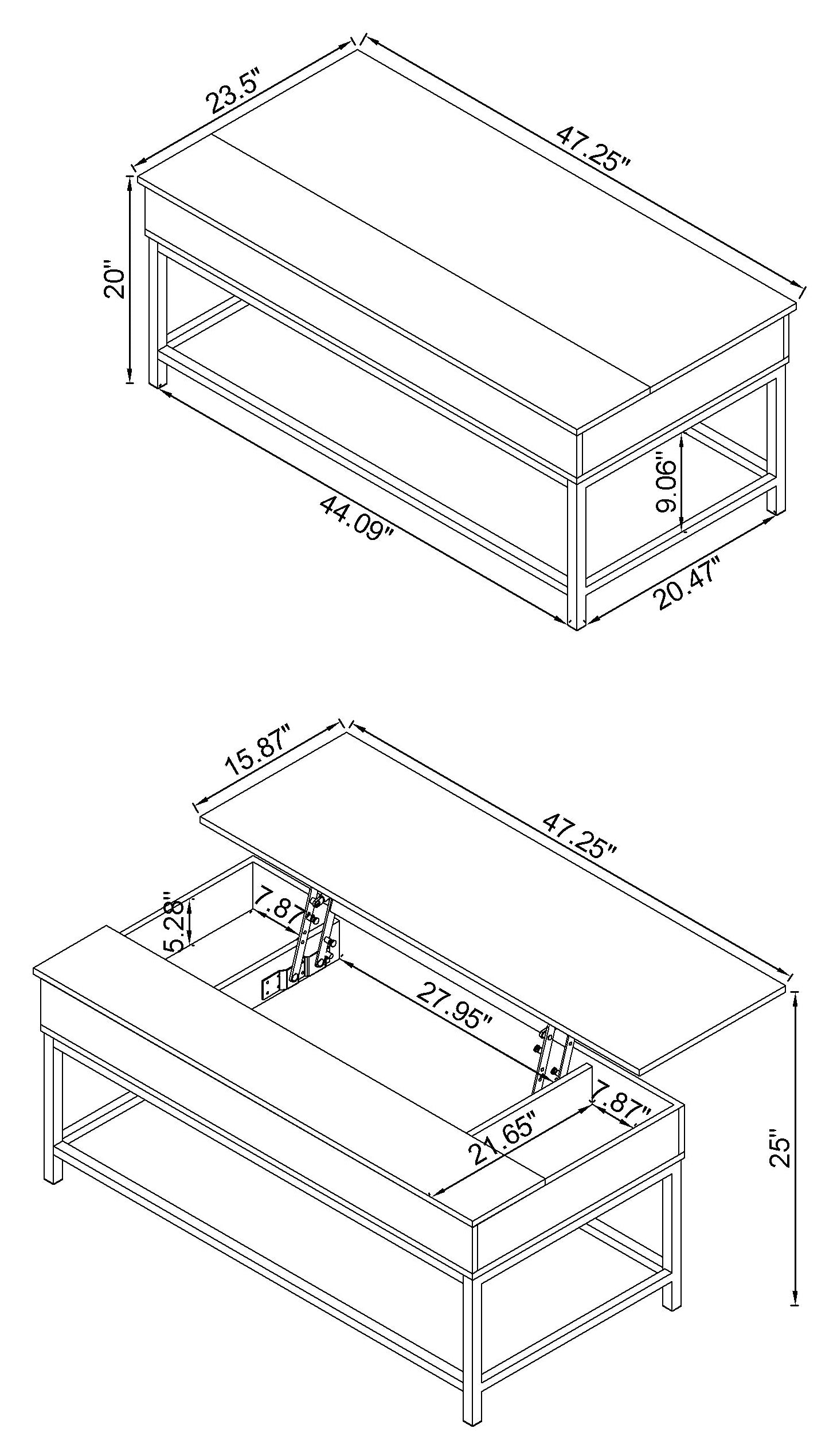 Byers Engineered Wood Lift Top Coffee Table Brown Oak — view 3